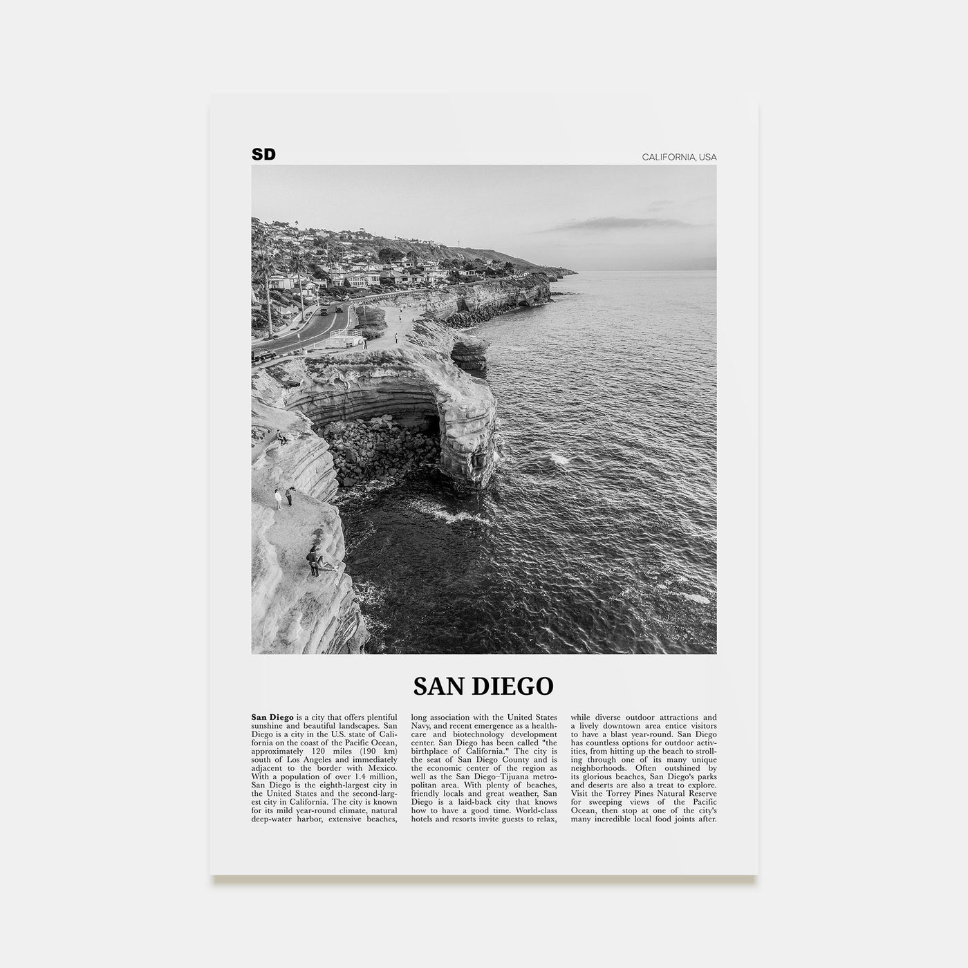 San Diego Travel B&W No 2 Poster