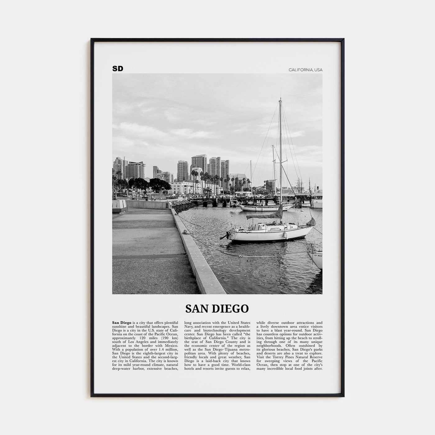 San Diego Travel B&W No 3 Poster