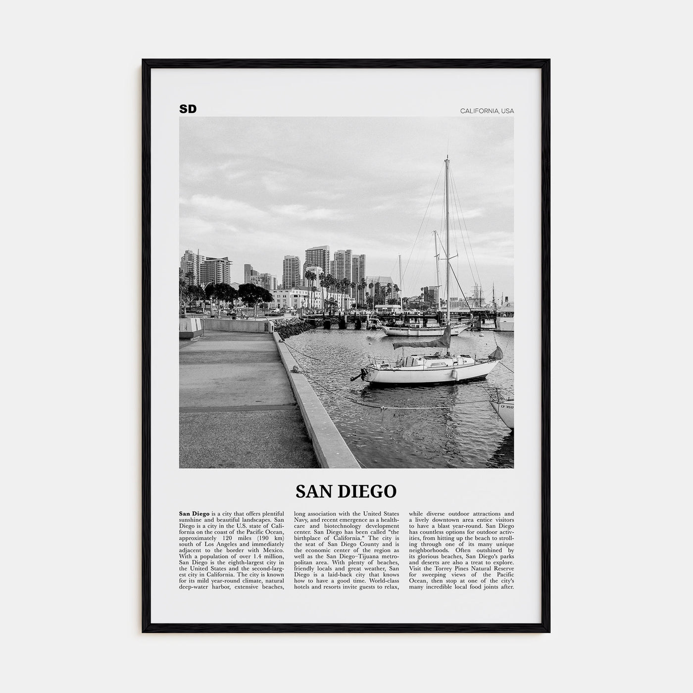 San Diego Travel B&W No 3 Poster