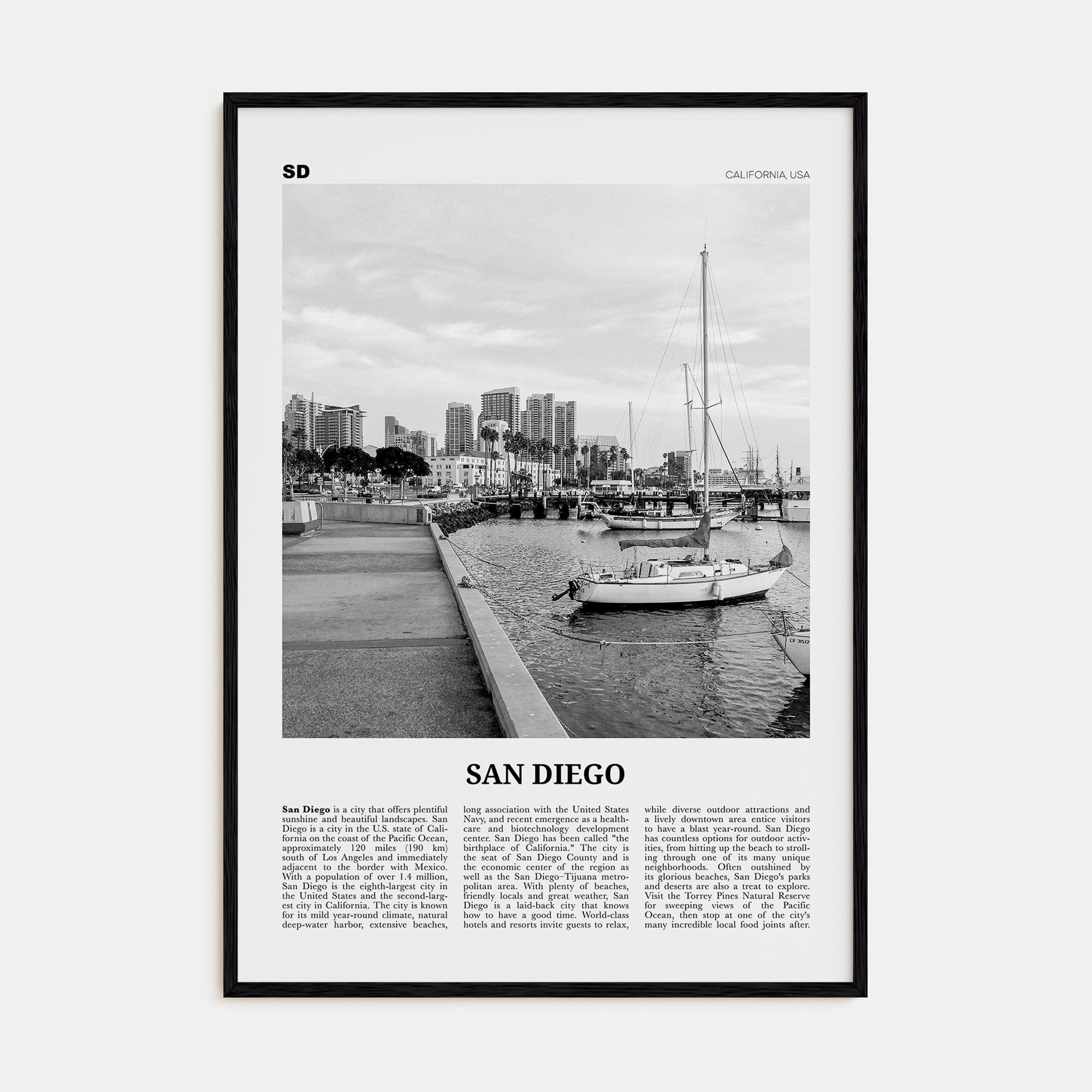 San Diego Travel B&W No 3 Poster