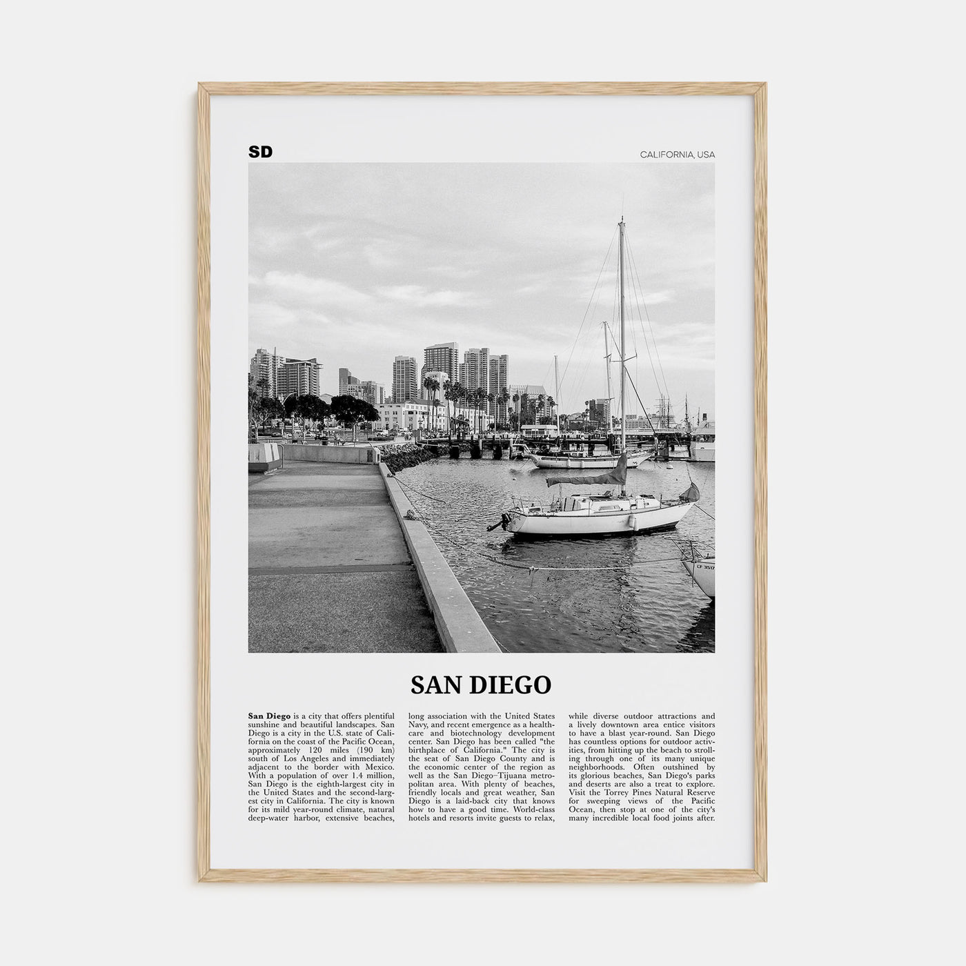 San Diego Travel B&W No 3 Poster