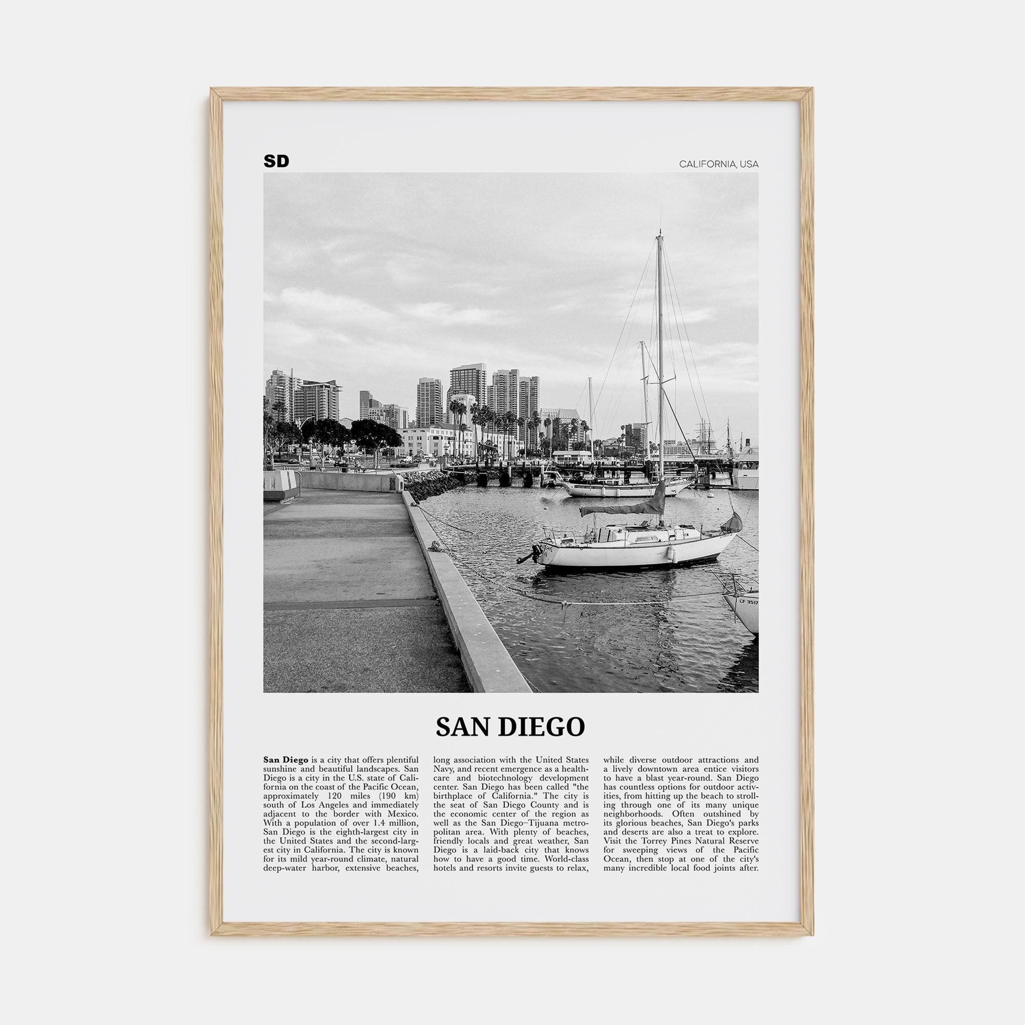 San Diego Travel B&W No 3 Poster