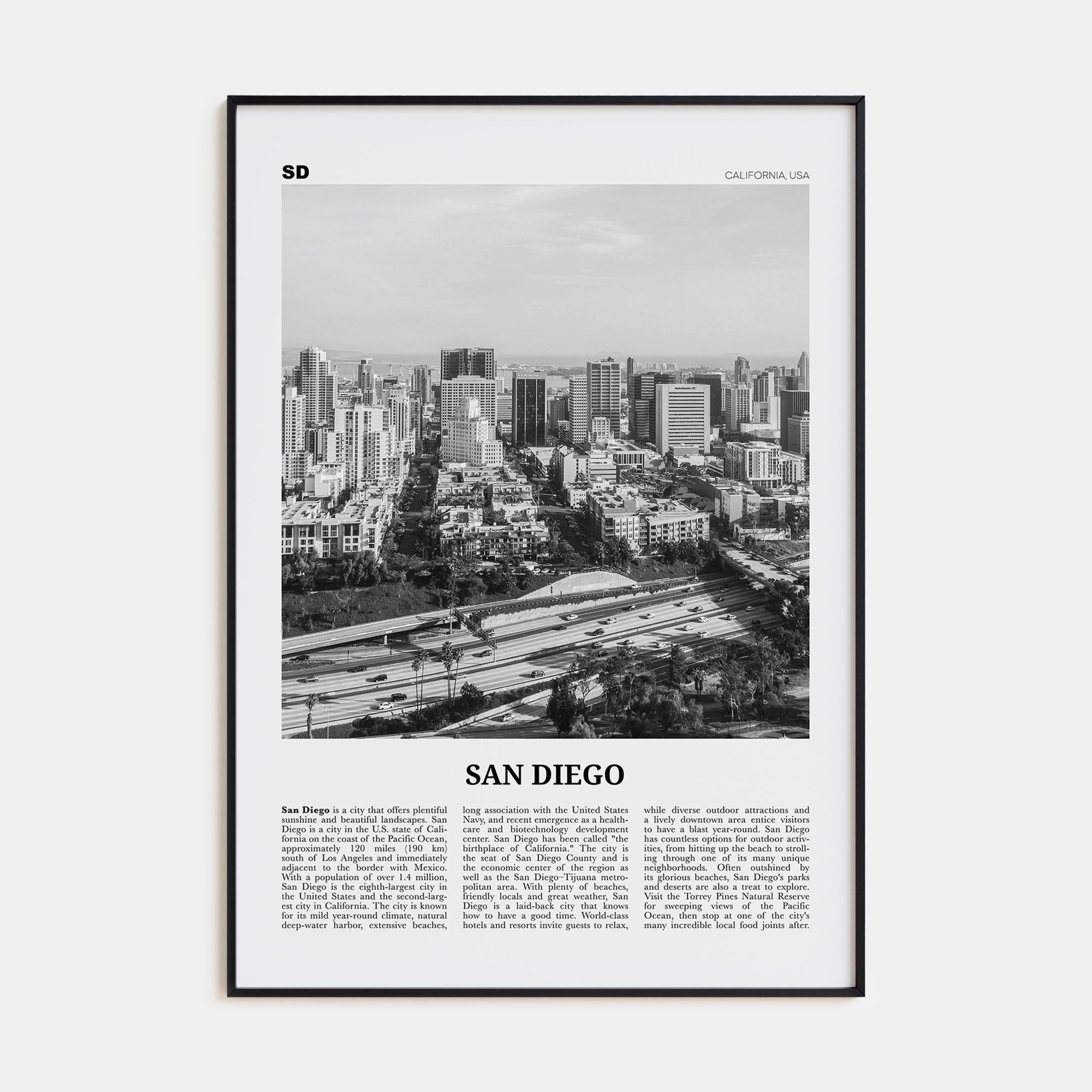 San Diego Travel B&W No 7 Poster