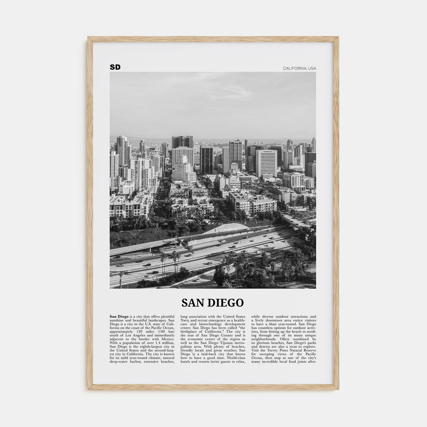 San Diego Travel B&W No 7 Poster