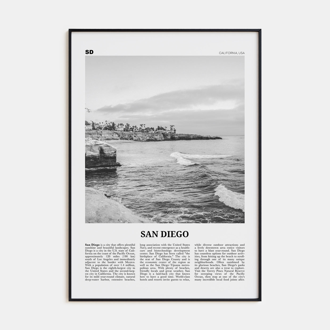 San Diego Travel B&W No 8 Poster
