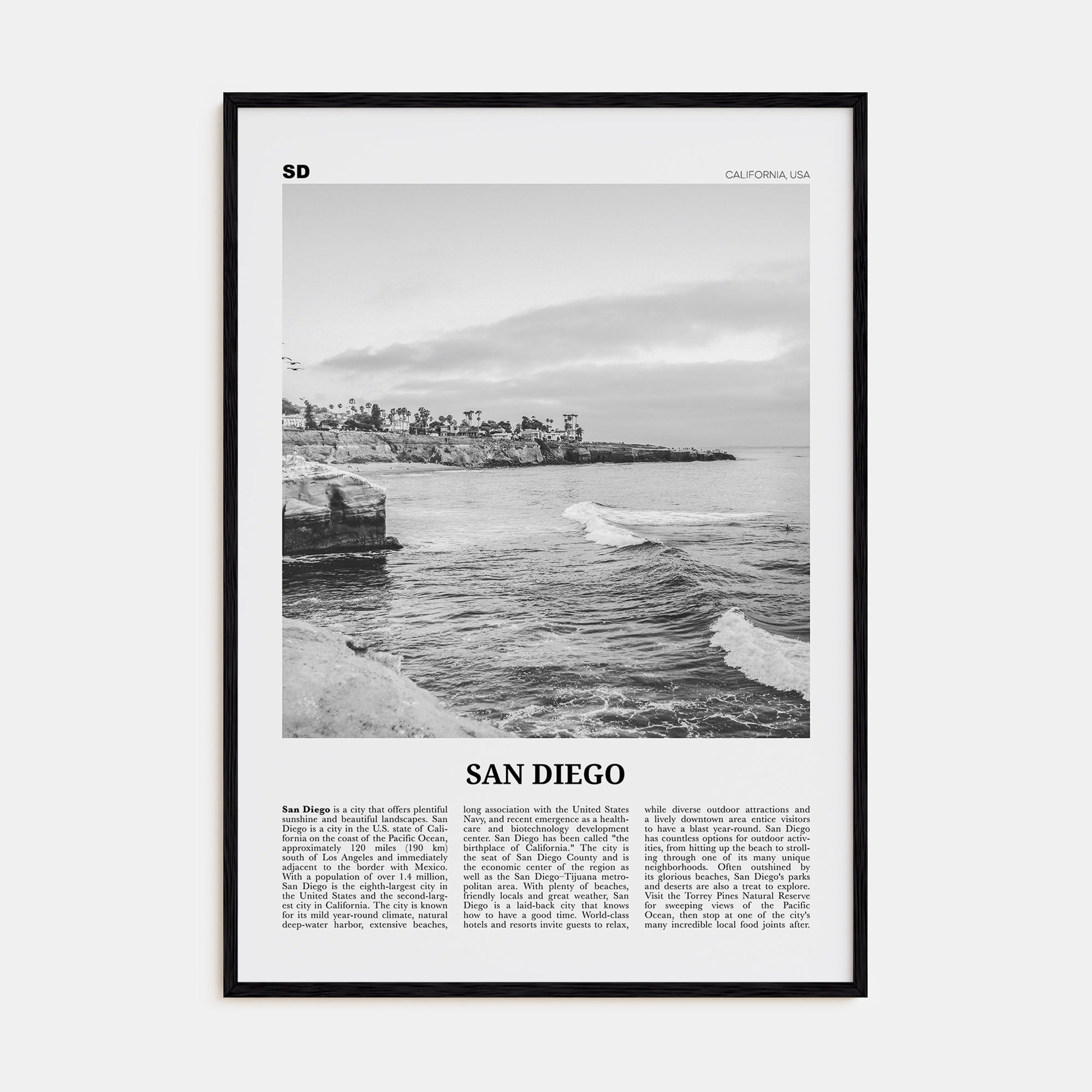 San Diego Travel B&W No 8 Poster