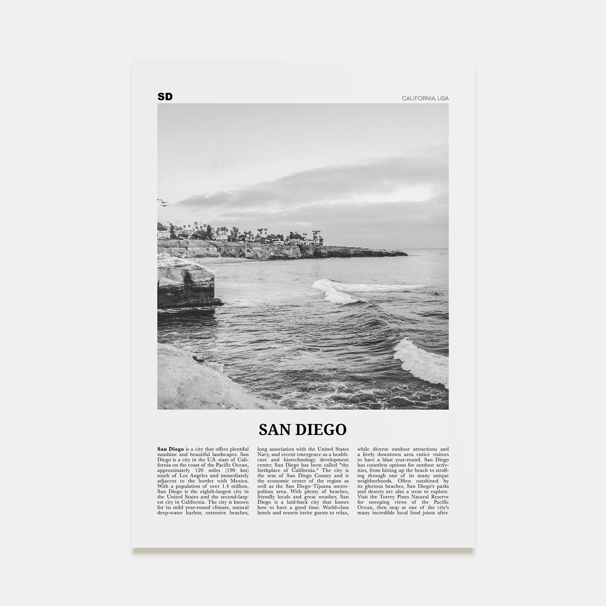 San Diego Travel B&W No 8 Poster