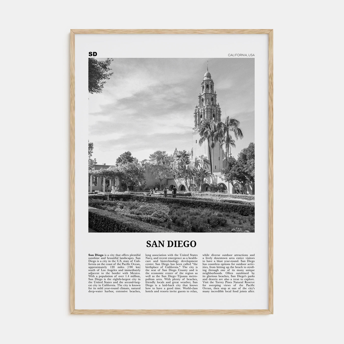 San Diego Travel B&W No 9 Poster