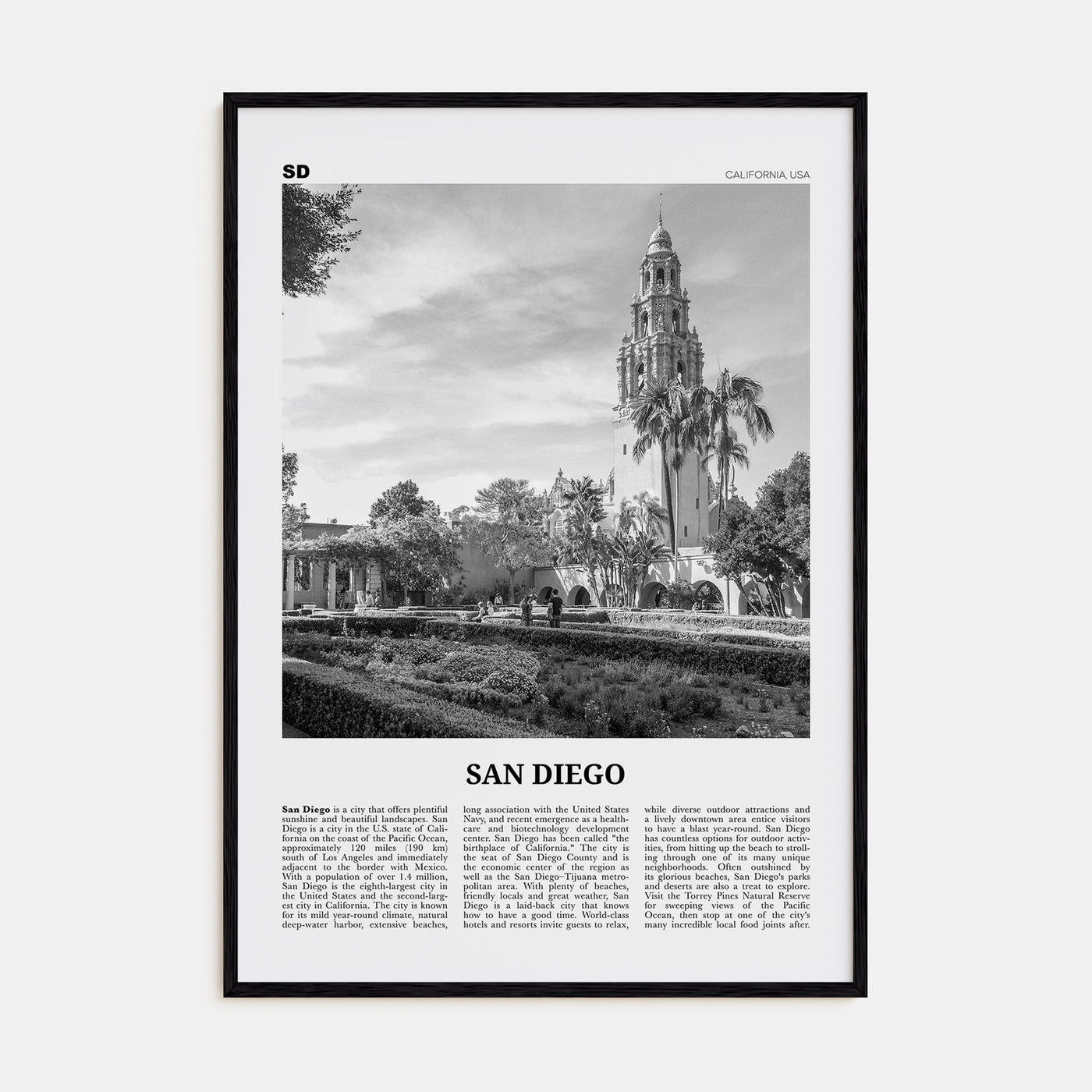 San Diego Travel B&W No 9 Poster