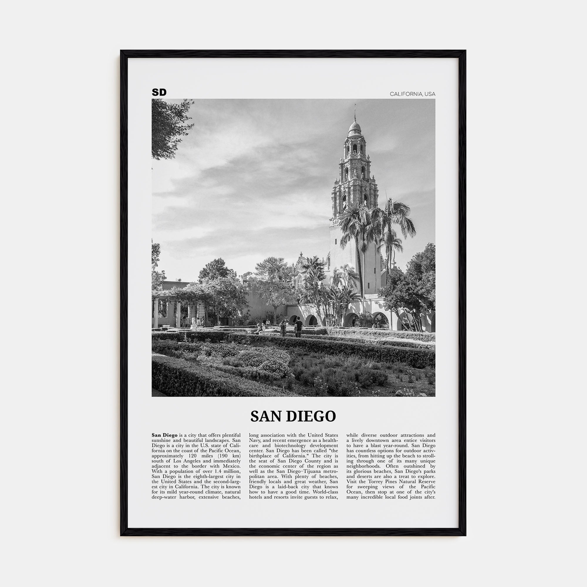 San Diego Travel B&W No 9 Poster