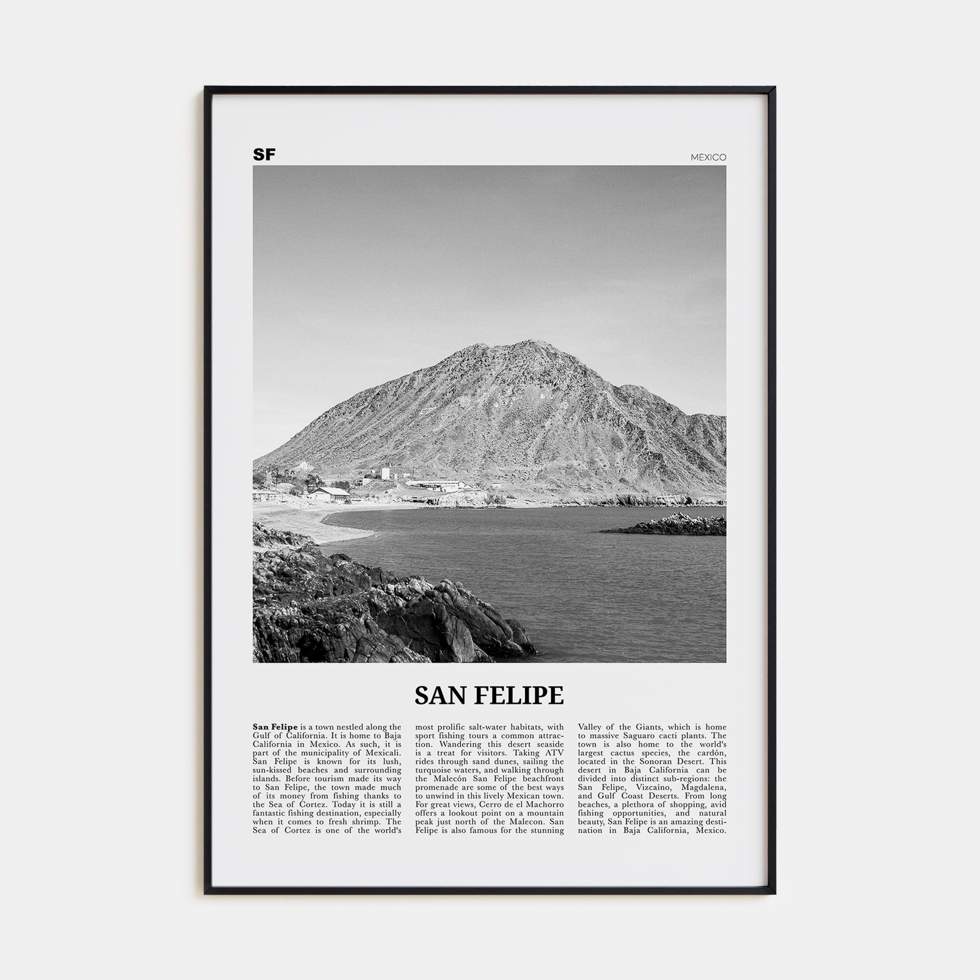 San Felipe Travel B&W Poster