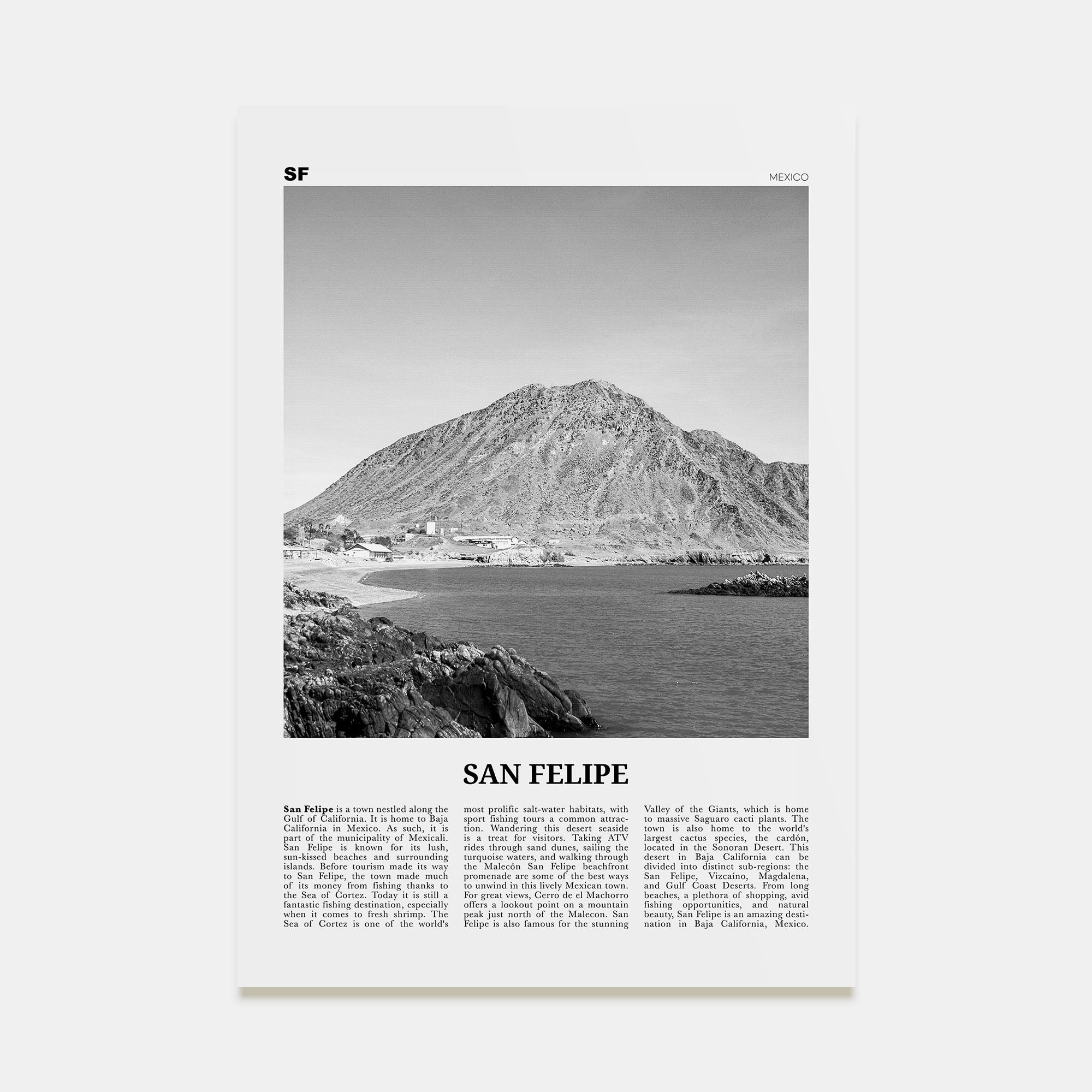 San Felipe Travel B&W Poster