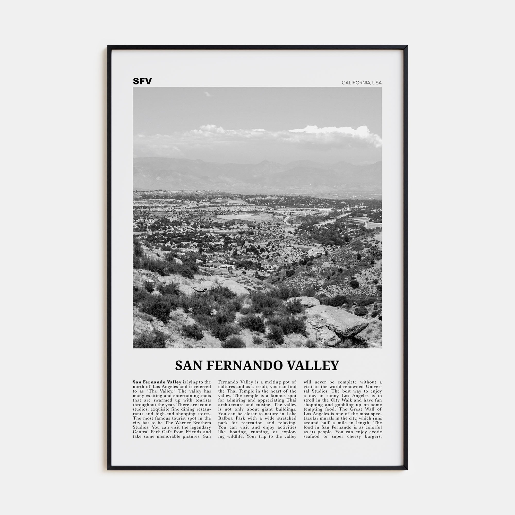 San Fernando Valley Travel B&W No 1 Poster