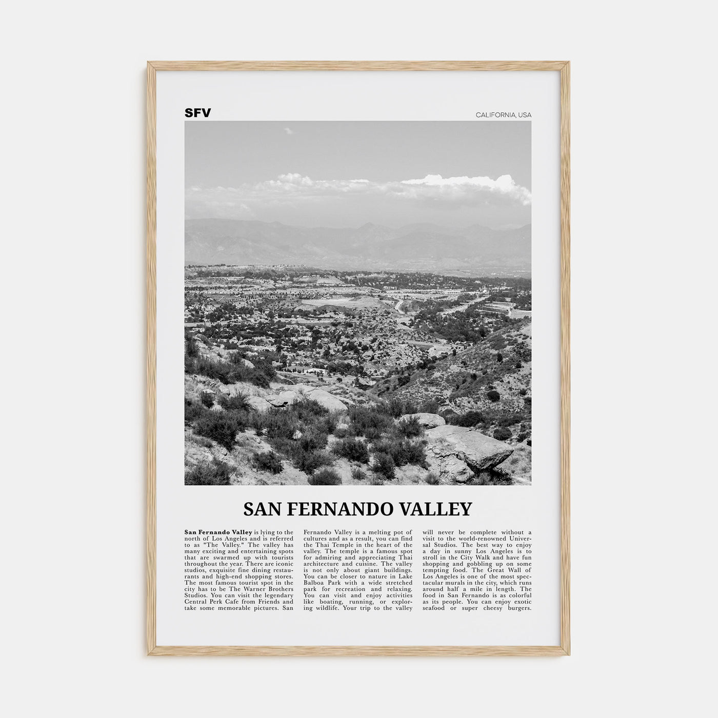 San Fernando Valley Travel B&W No 1 Poster