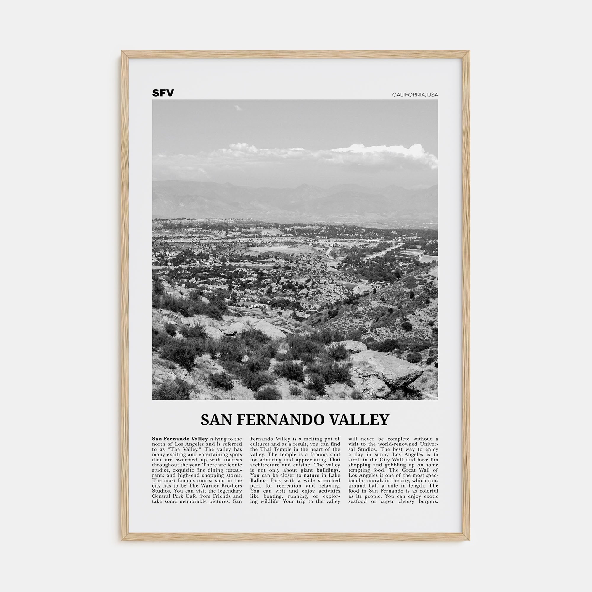 San Fernando Valley Travel B&W No 1 Poster