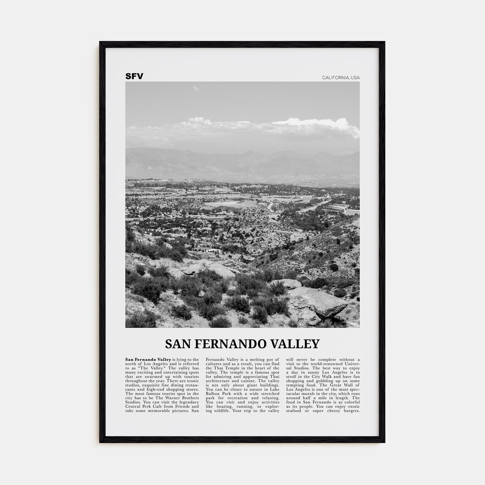 San Fernando Valley Travel B&W No 1 Poster