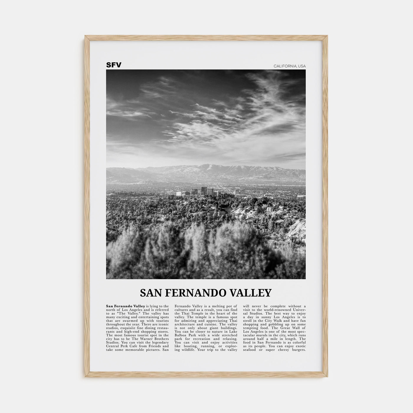 San Fernando Valley Travel B&W No 2 Poster