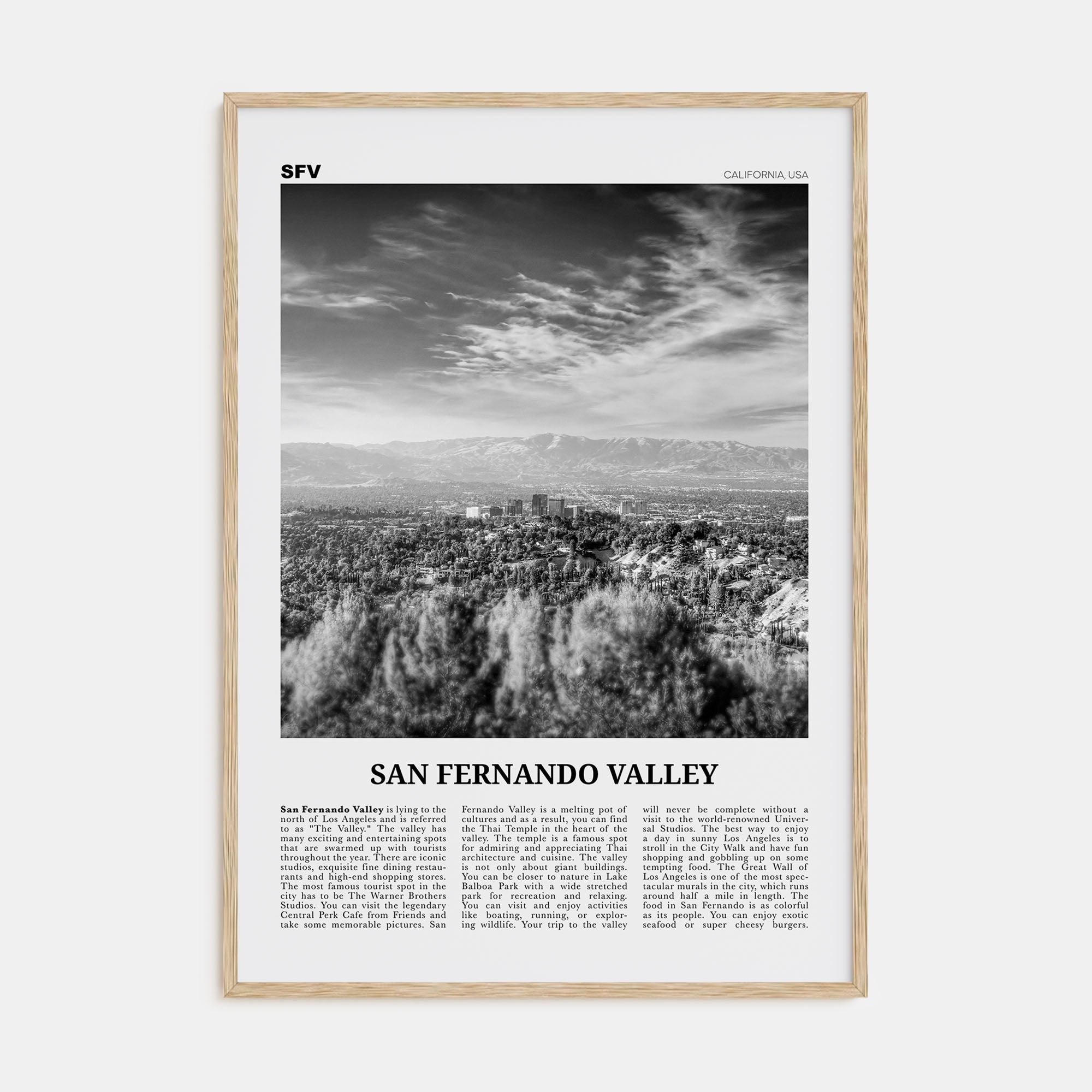 San Fernando Valley Travel B&W No 2 Poster