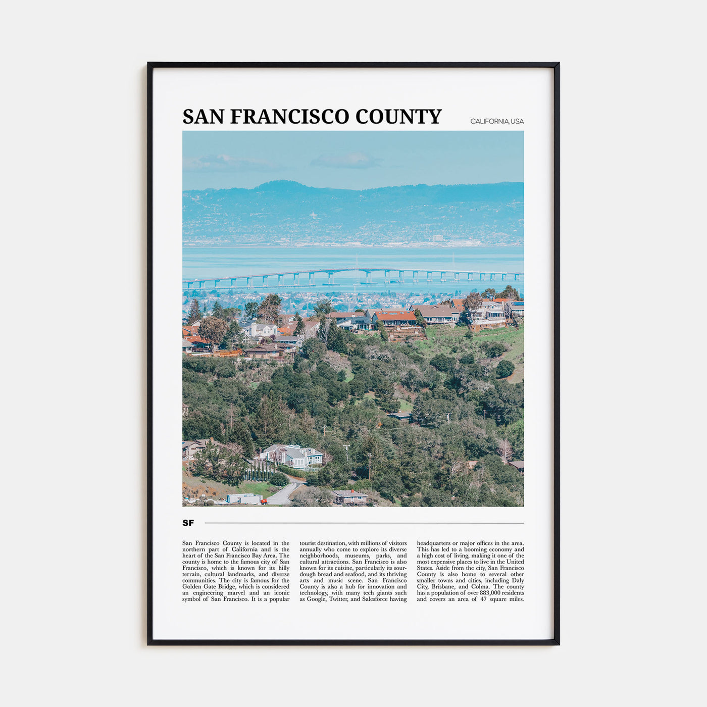 San Francisco County Travel Color Poster