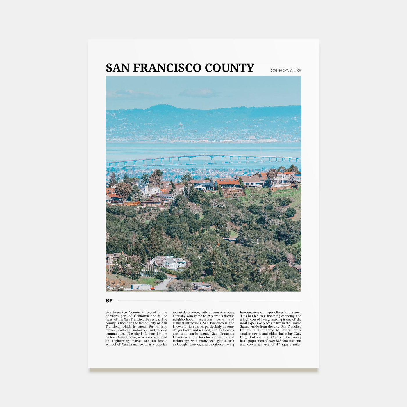 San Francisco County Travel Color Poster