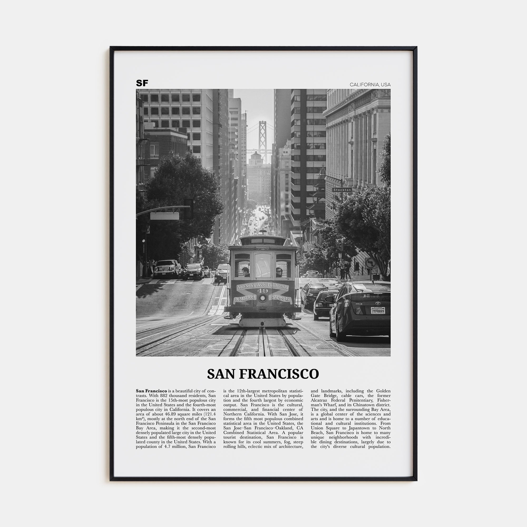 San Francisco Travel B&W No 2 Poster