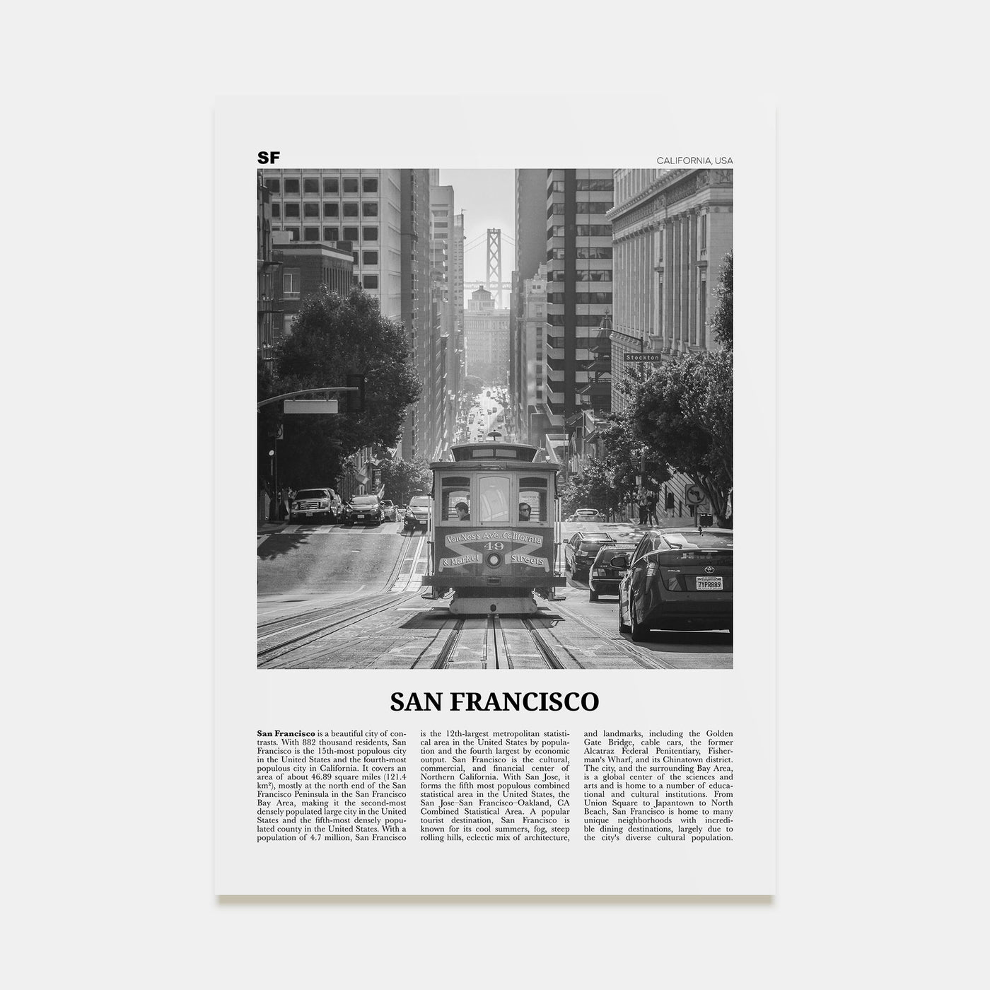 San Francisco Travel B&W No 2 Poster