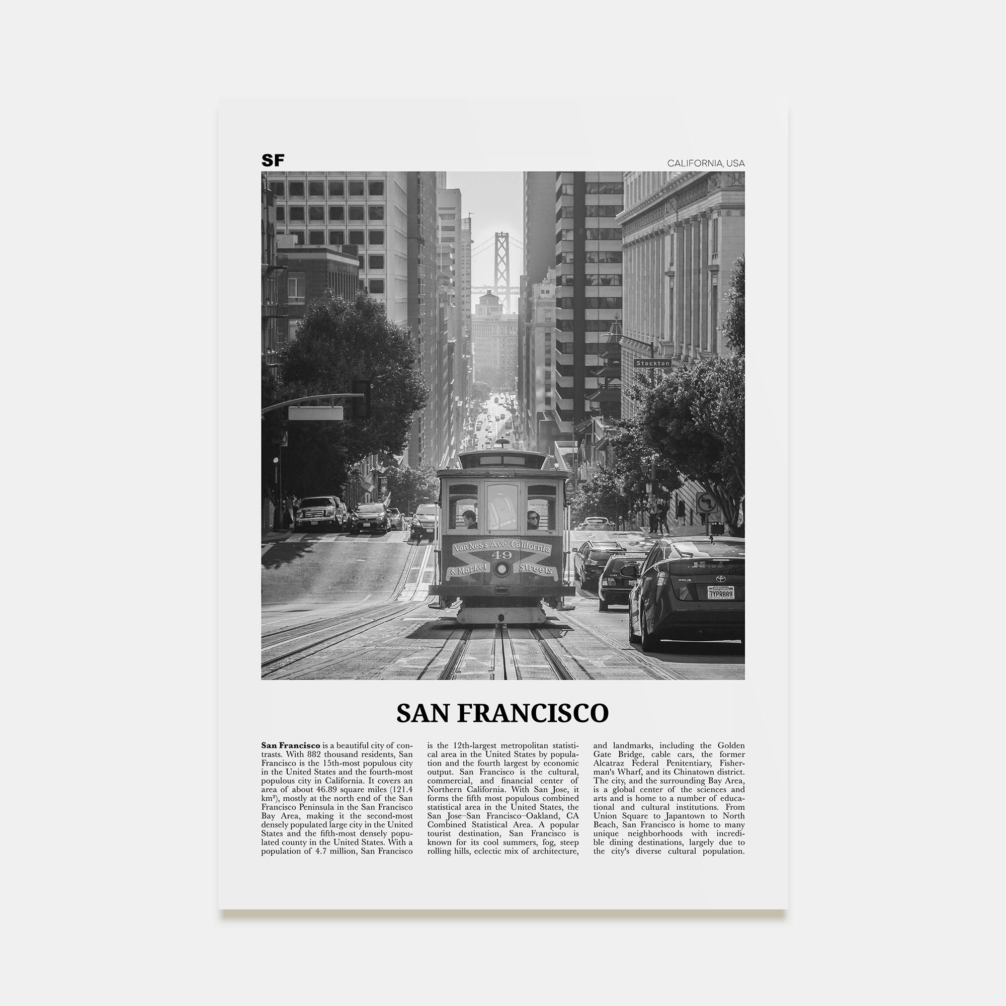 San Francisco Travel B&W No 2 Poster