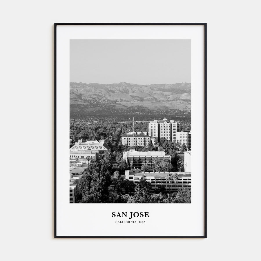 San Jose, California Portrait B&W No 2 Poster