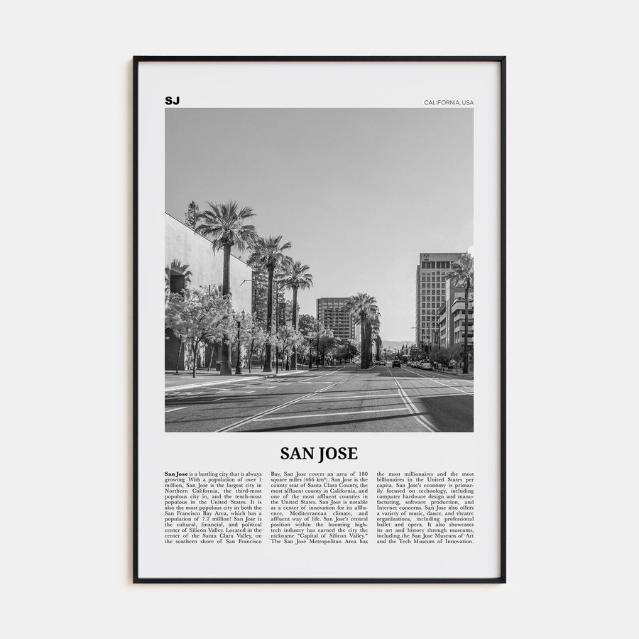 San Jose, California Travel B&W No 1 Poster