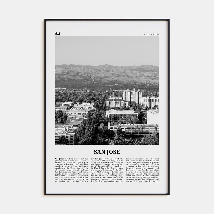 San Jose, California Travel B&W No 2 Poster