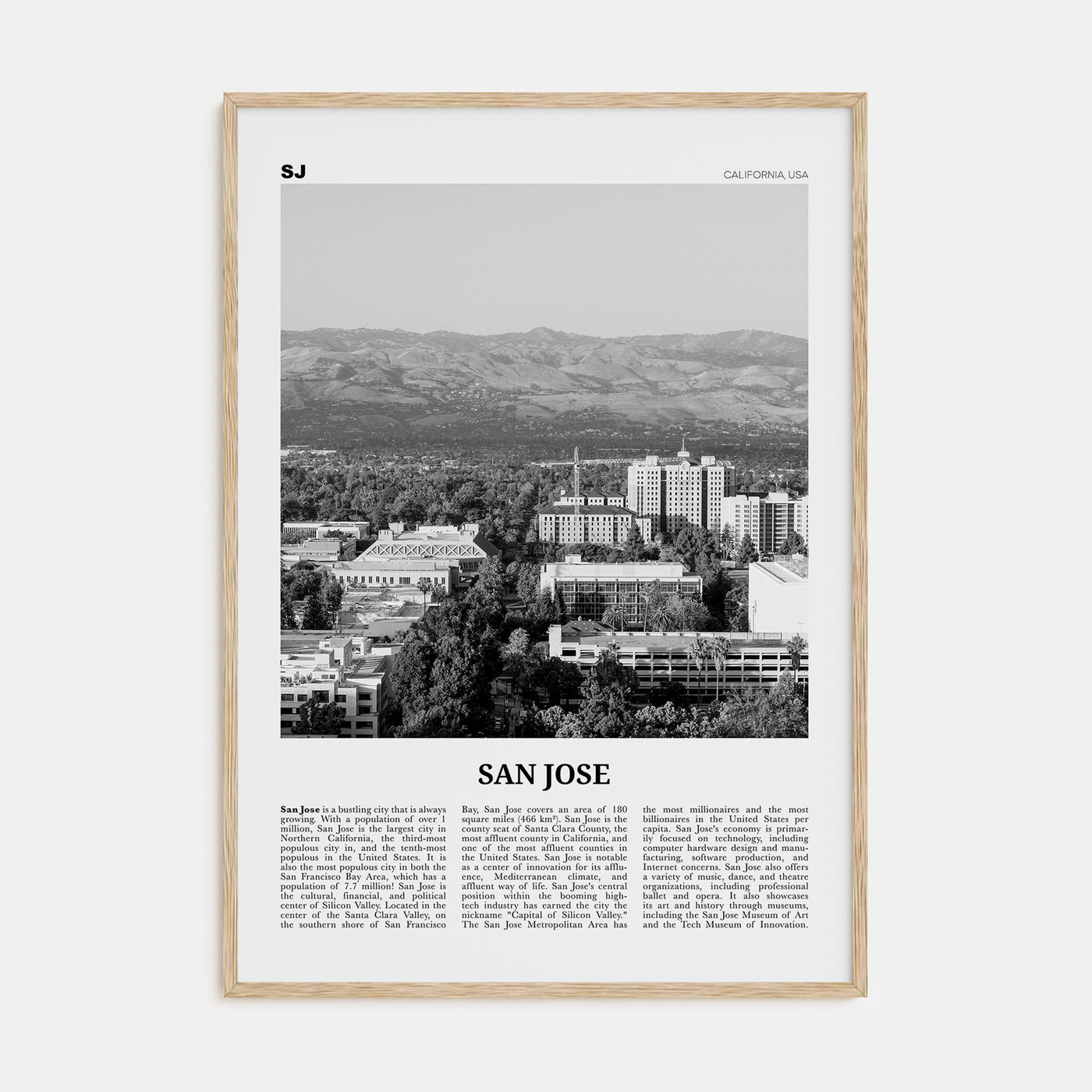 San Jose, California Travel B&W No 2 Poster