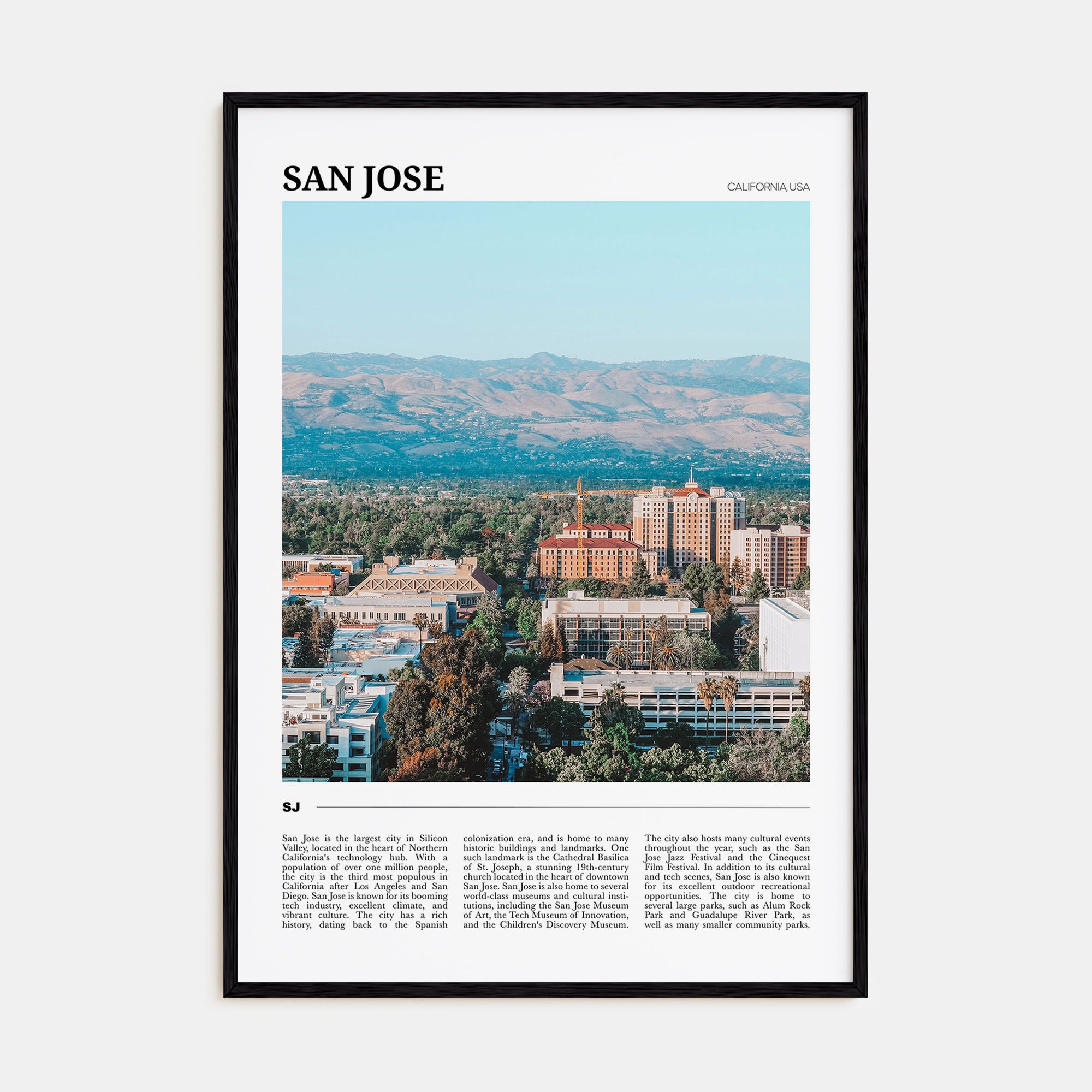 San Jose, California Travel Color Poster