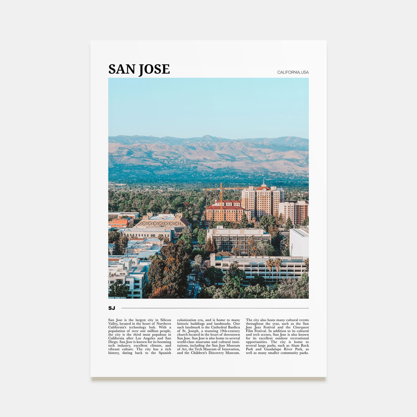 San Jose, California Travel Color Poster