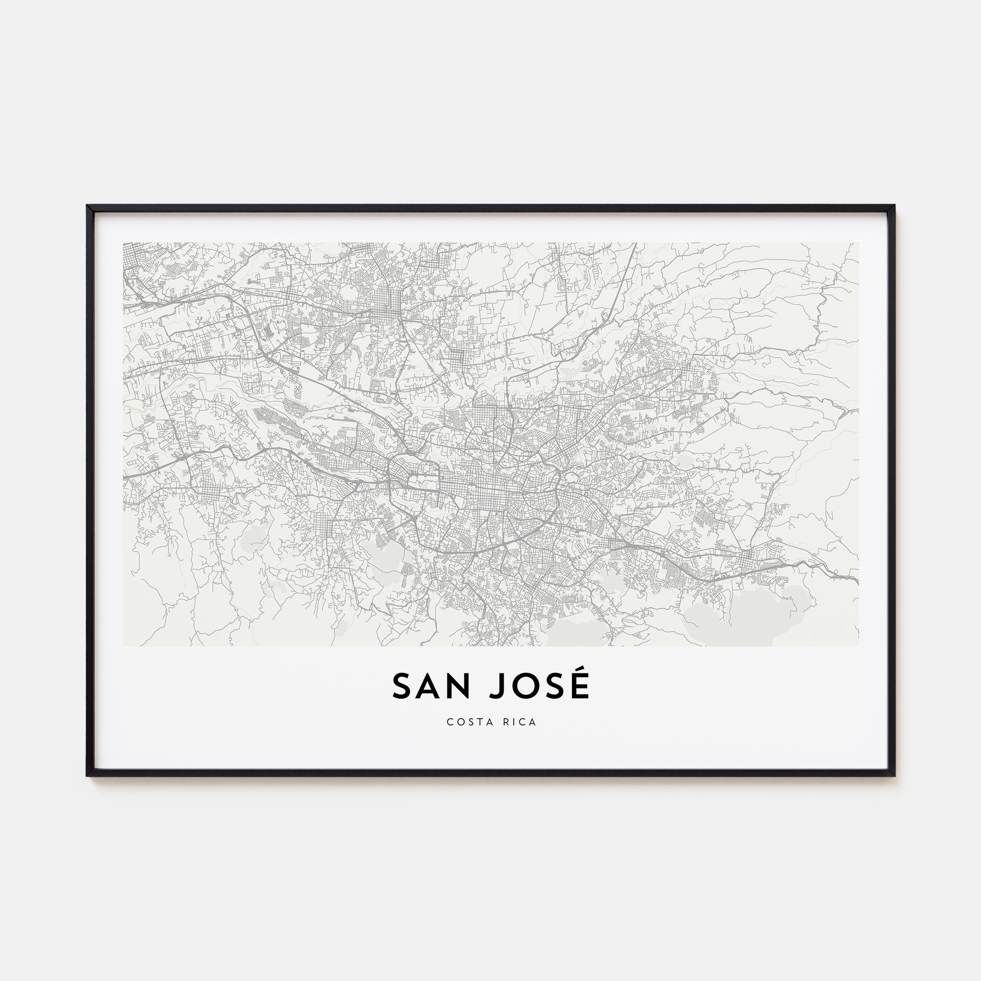 San José, Costa Rica Map Landscape Poster
