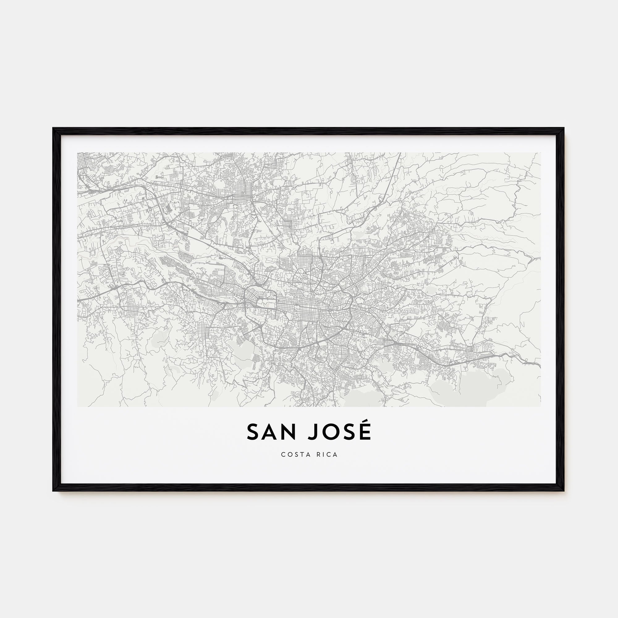 San José, Costa Rica Map Landscape Poster