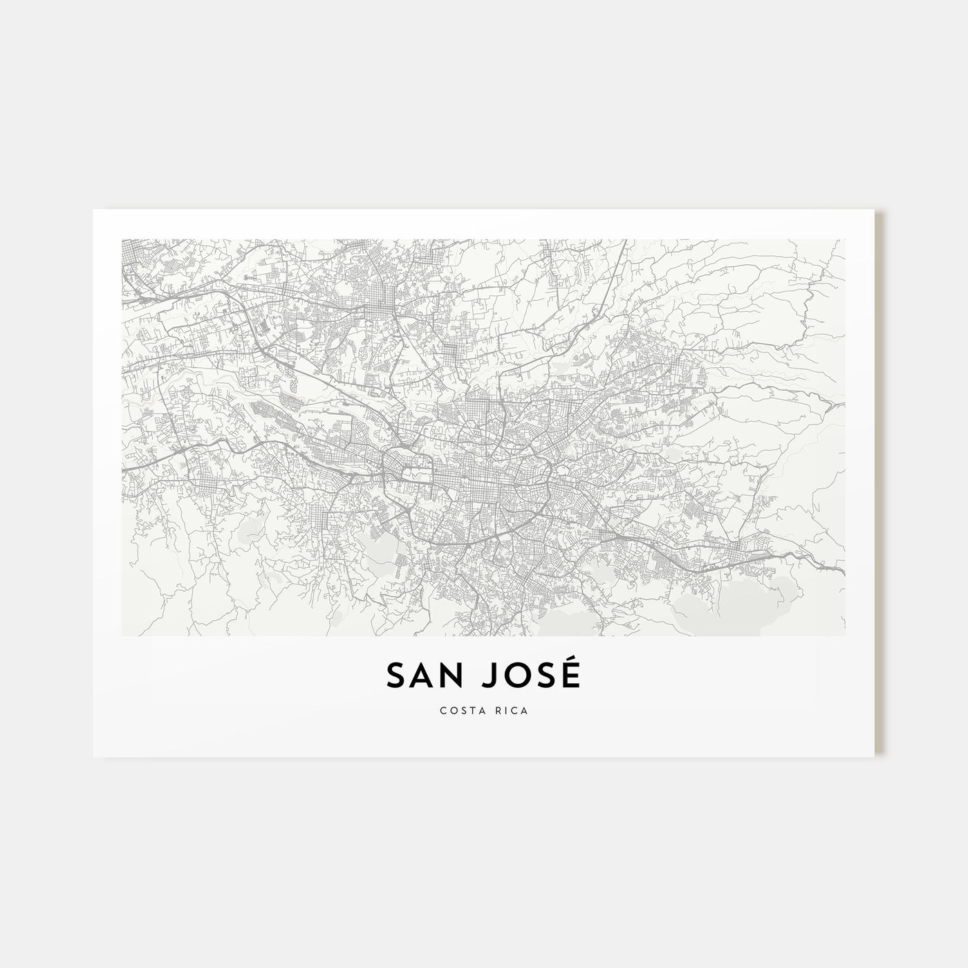 San José, Costa Rica Map Landscape Poster