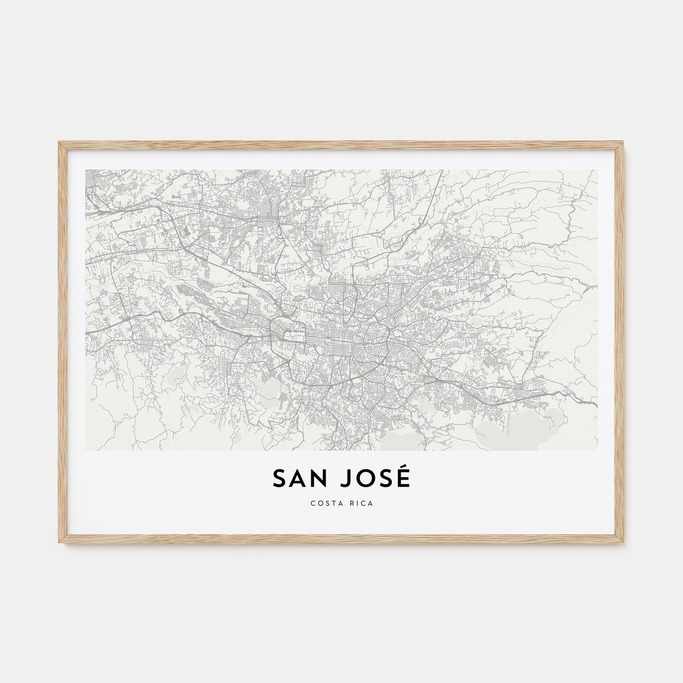 San José, Costa Rica Map Landscape Poster