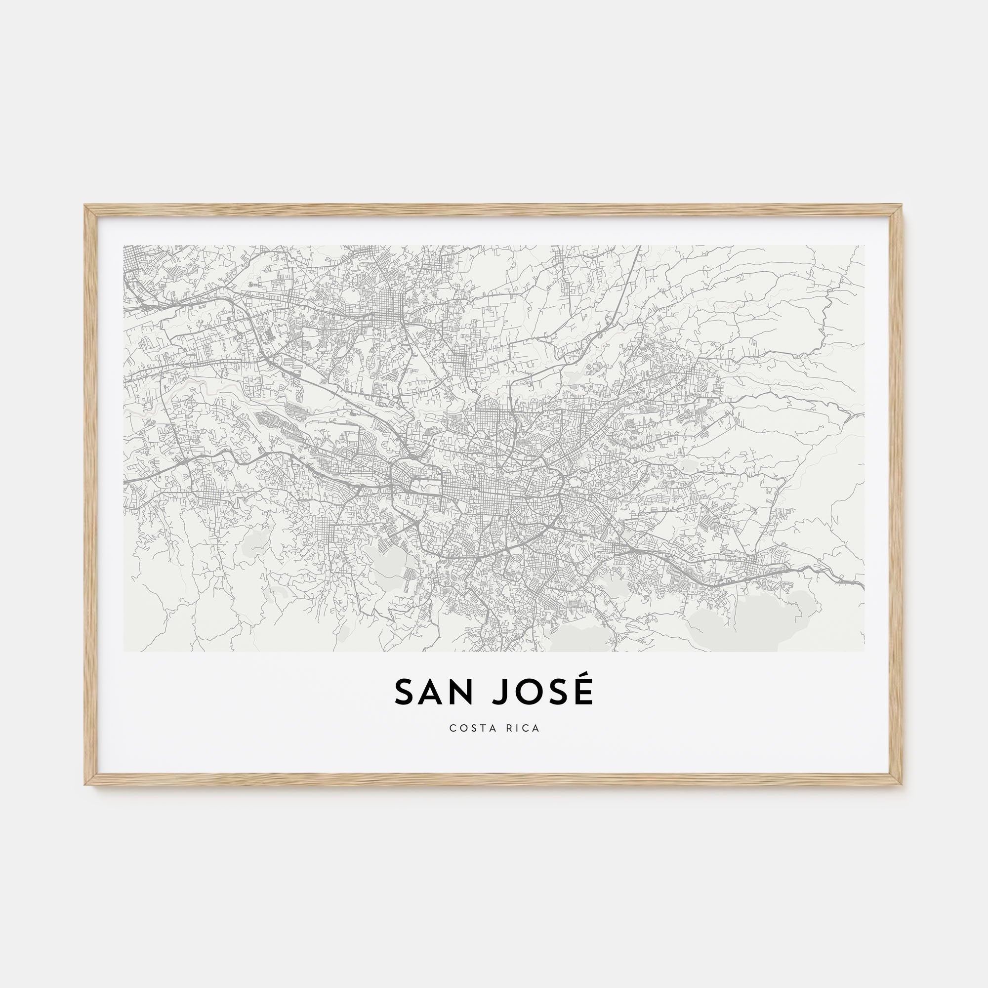 San José, Costa Rica Map Landscape Poster