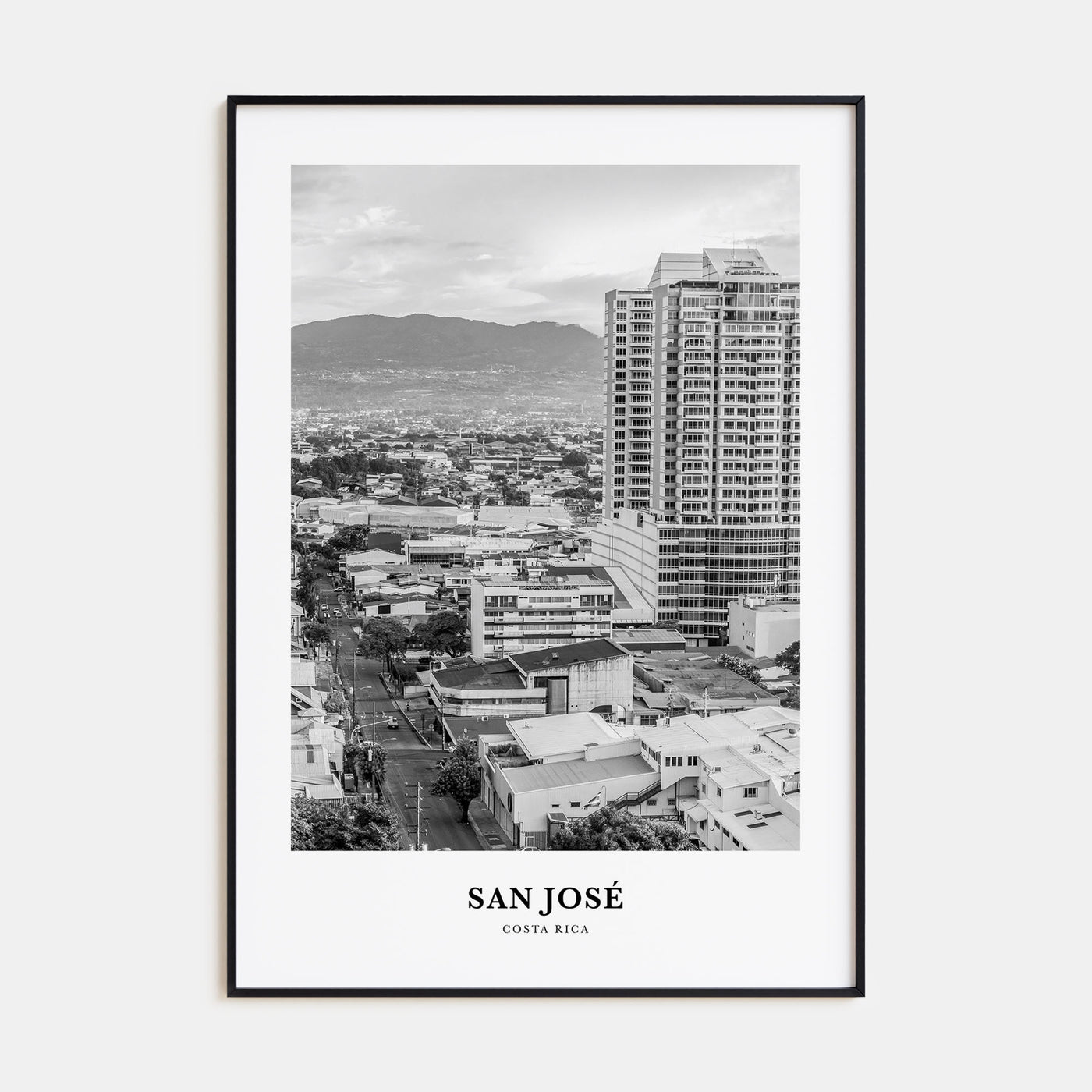 San José, Costa Rica Portrait B&W Poster