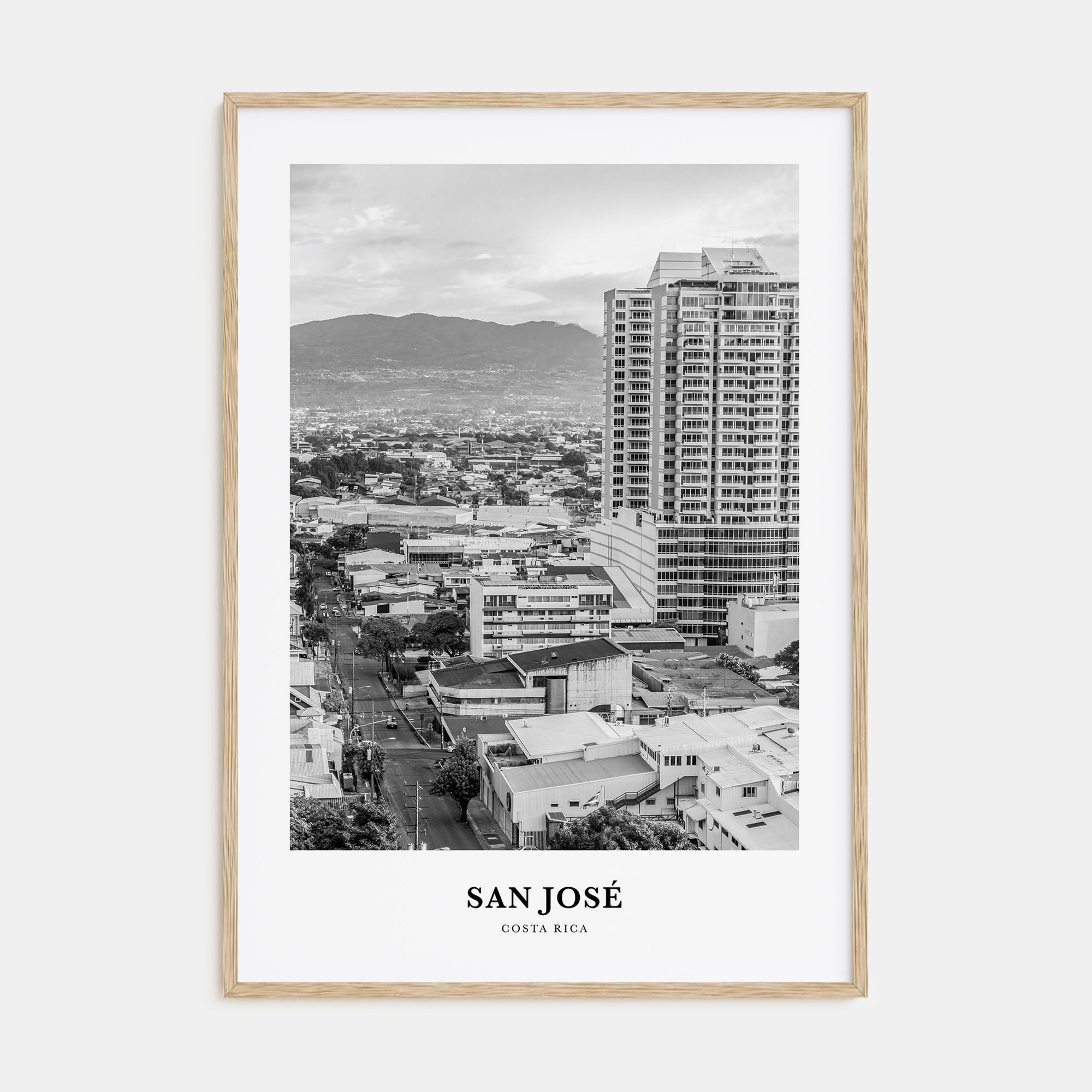 San José, Costa Rica Portrait B&W Poster