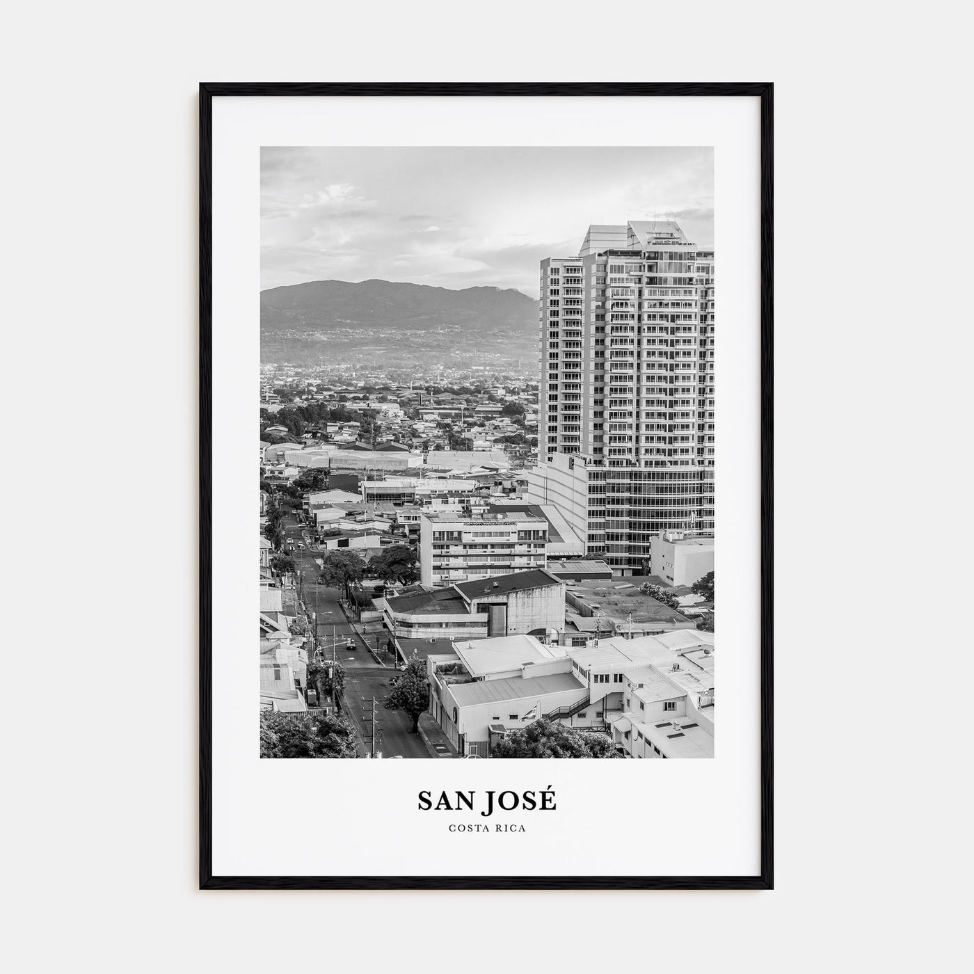 San José, Costa Rica Portrait B&W Poster