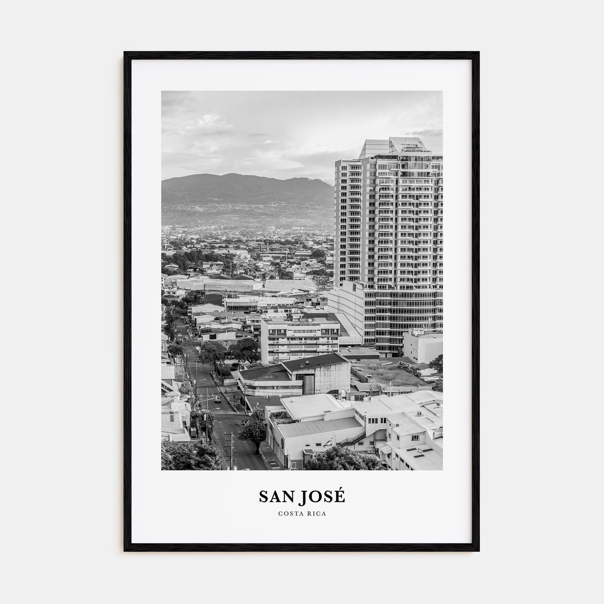 San José, Costa Rica Portrait B&W Poster