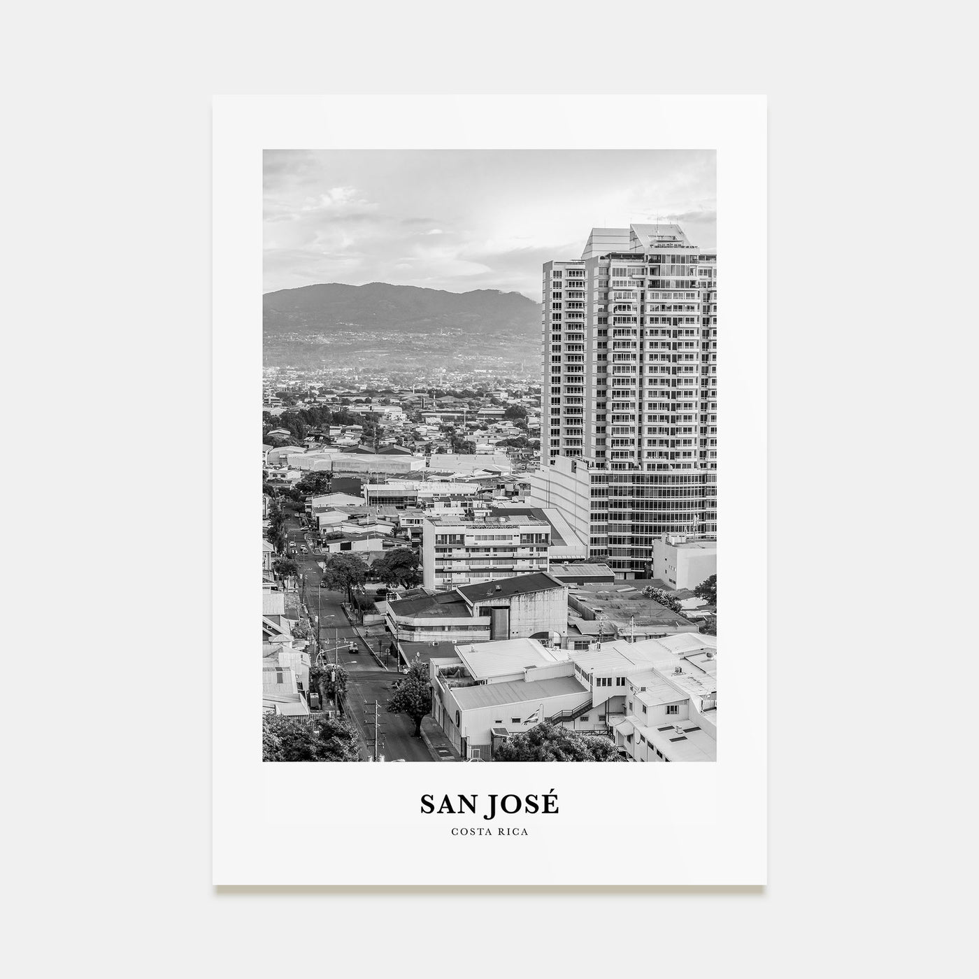 San José, Costa Rica Portrait B&W Poster