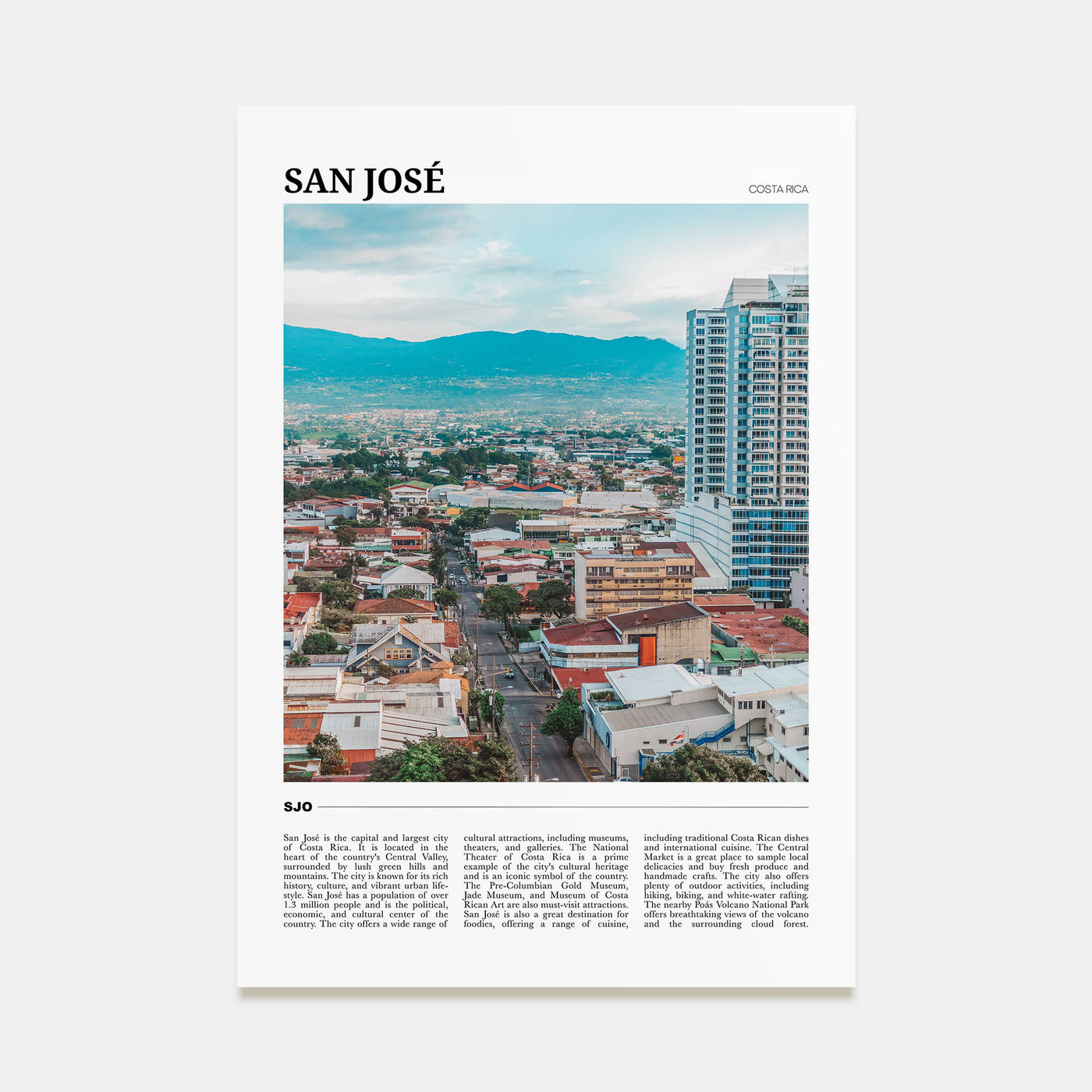 San José, Costa Rica Travel Color Poster