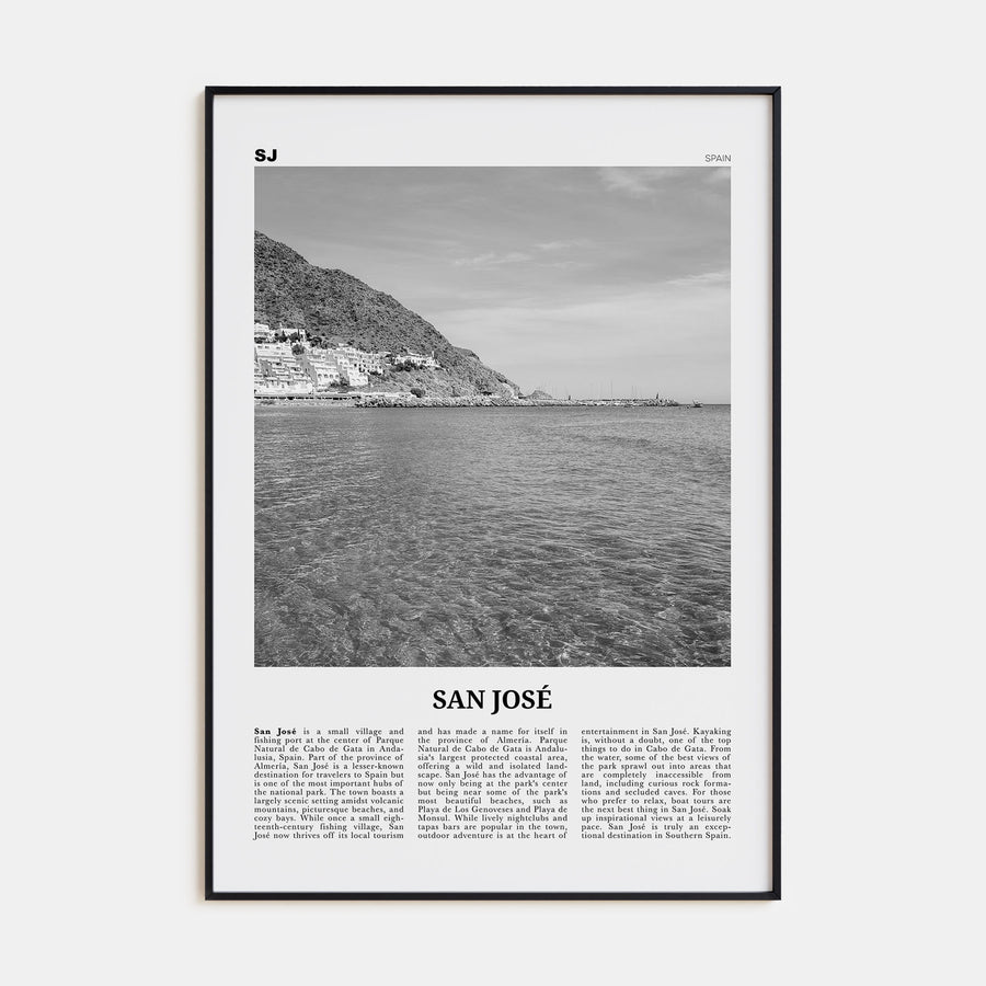 San José, Spain Travel B&W Poster