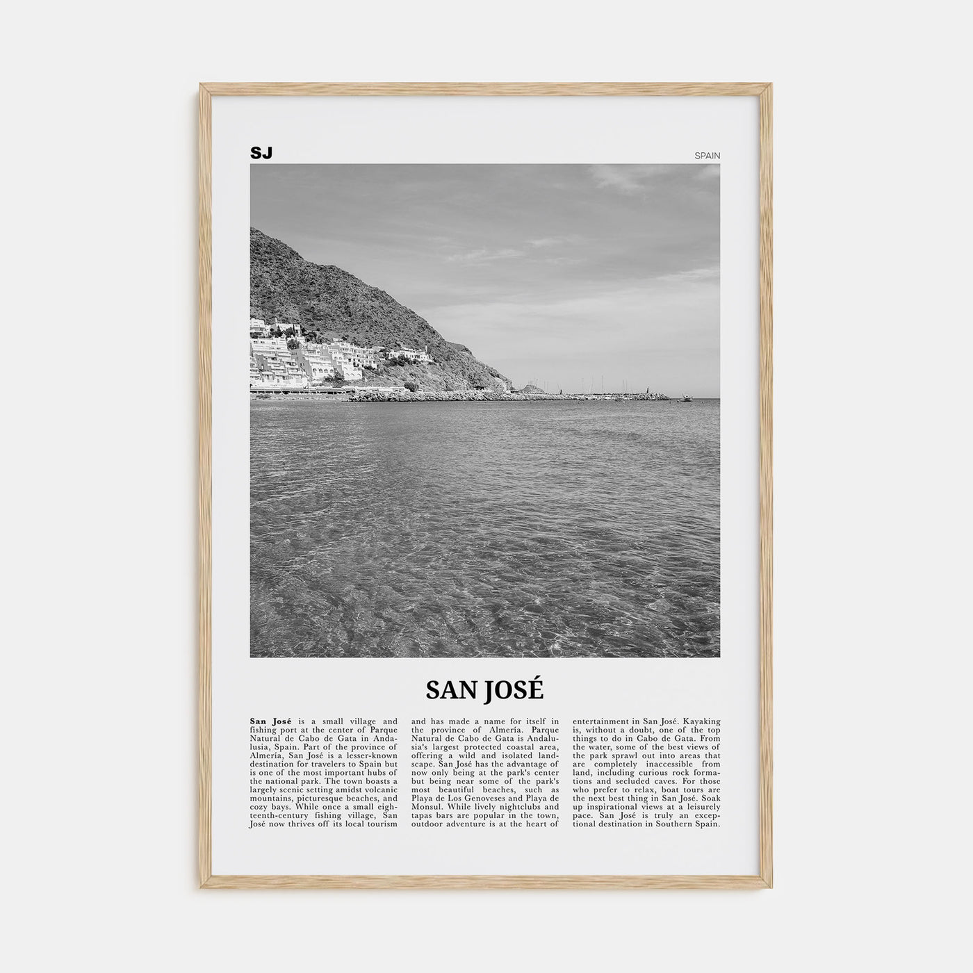 San José, Spain Travel B&W Poster