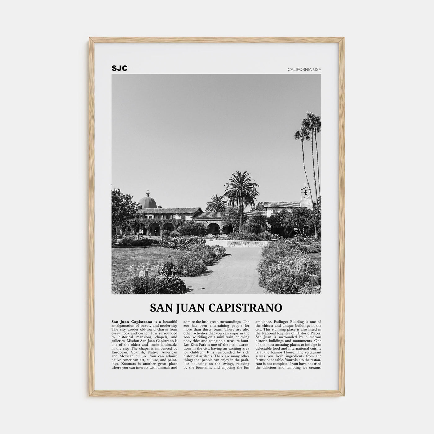 San Juan Capistrano Travel B&W Poster