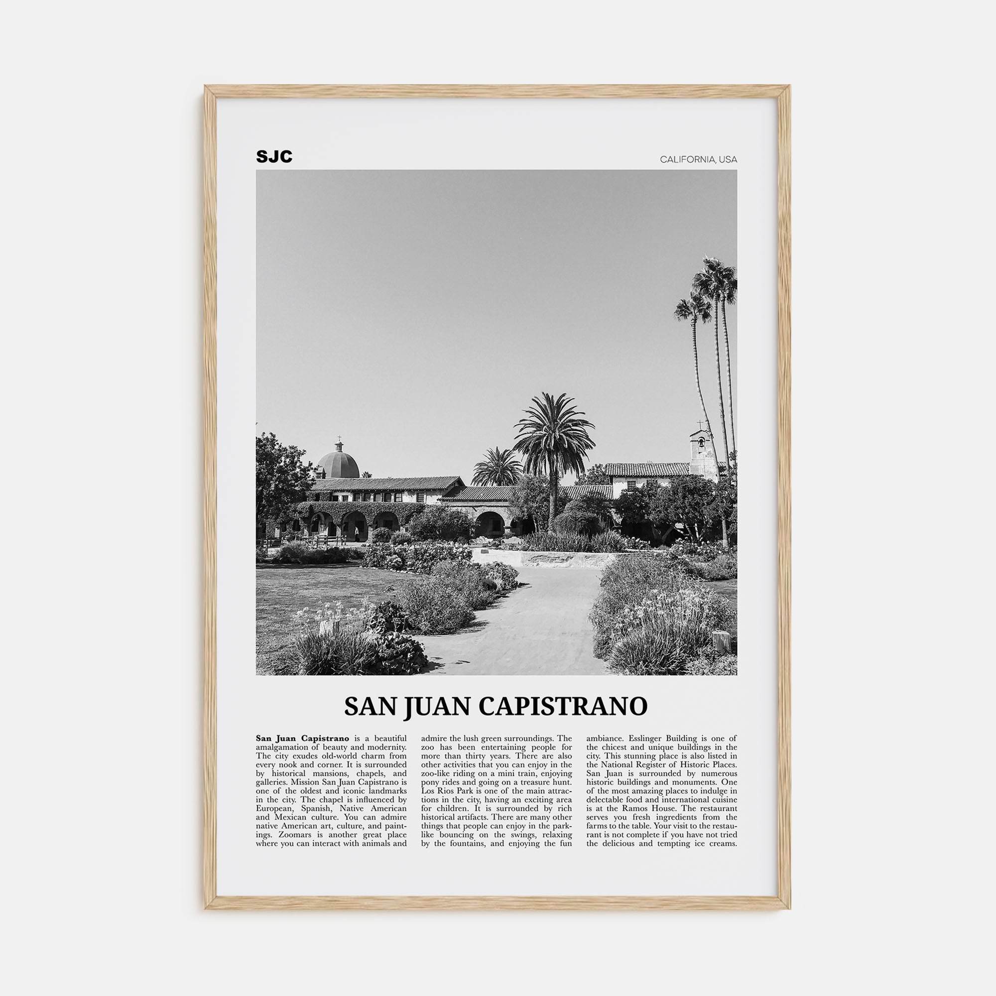San Juan Capistrano Travel B&W Poster