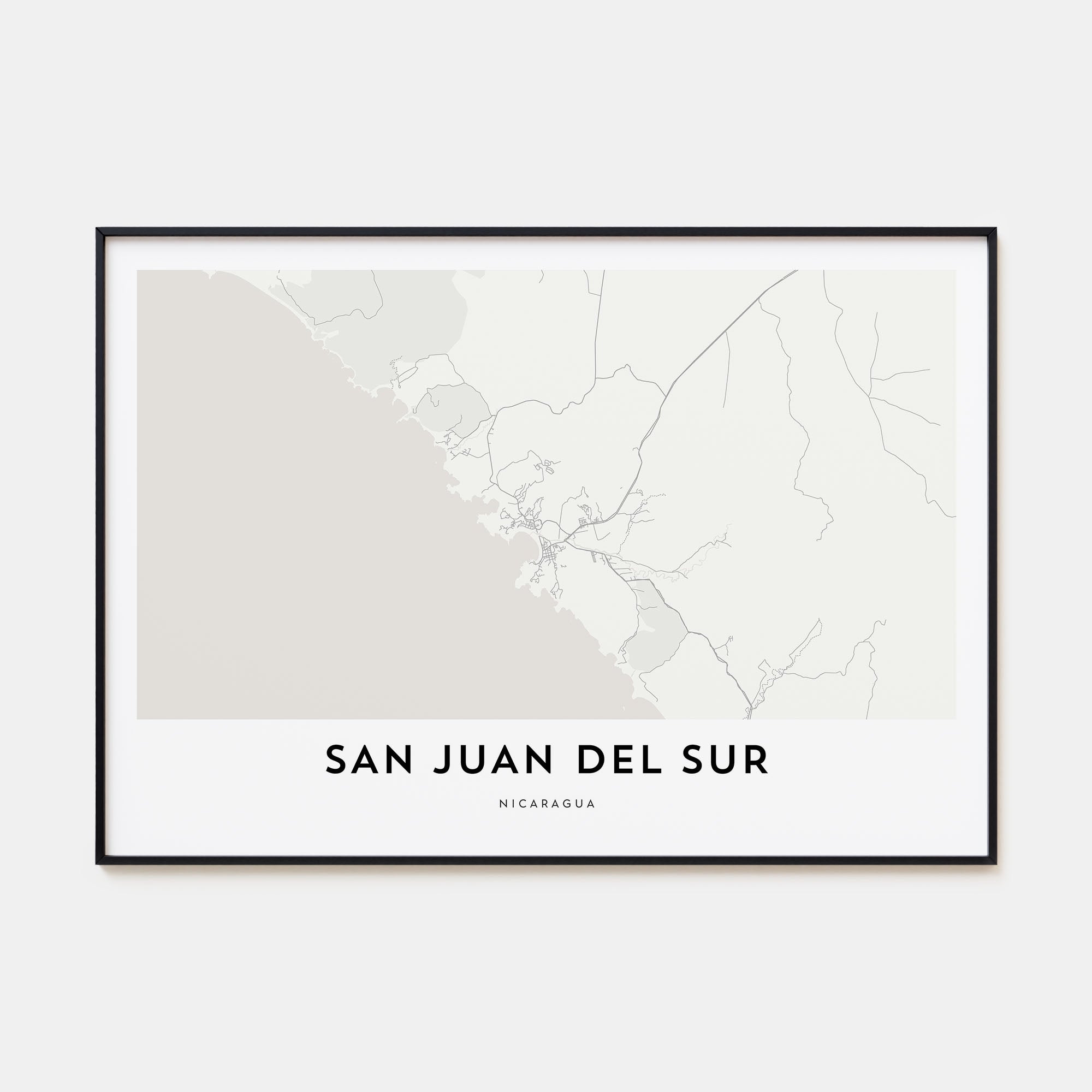 San Juan del Sur Map Landscape Poster