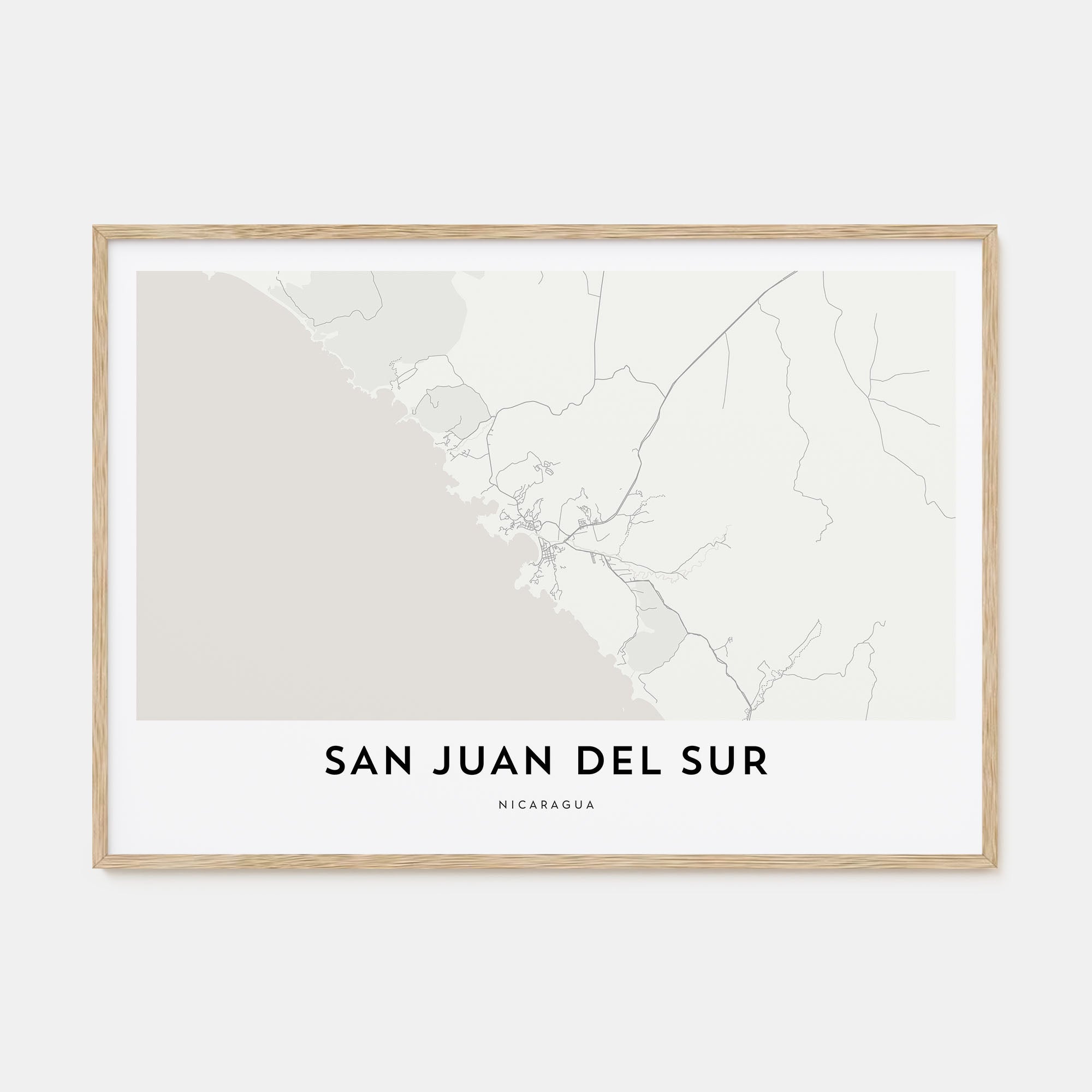 San Juan del Sur Map Landscape Poster
